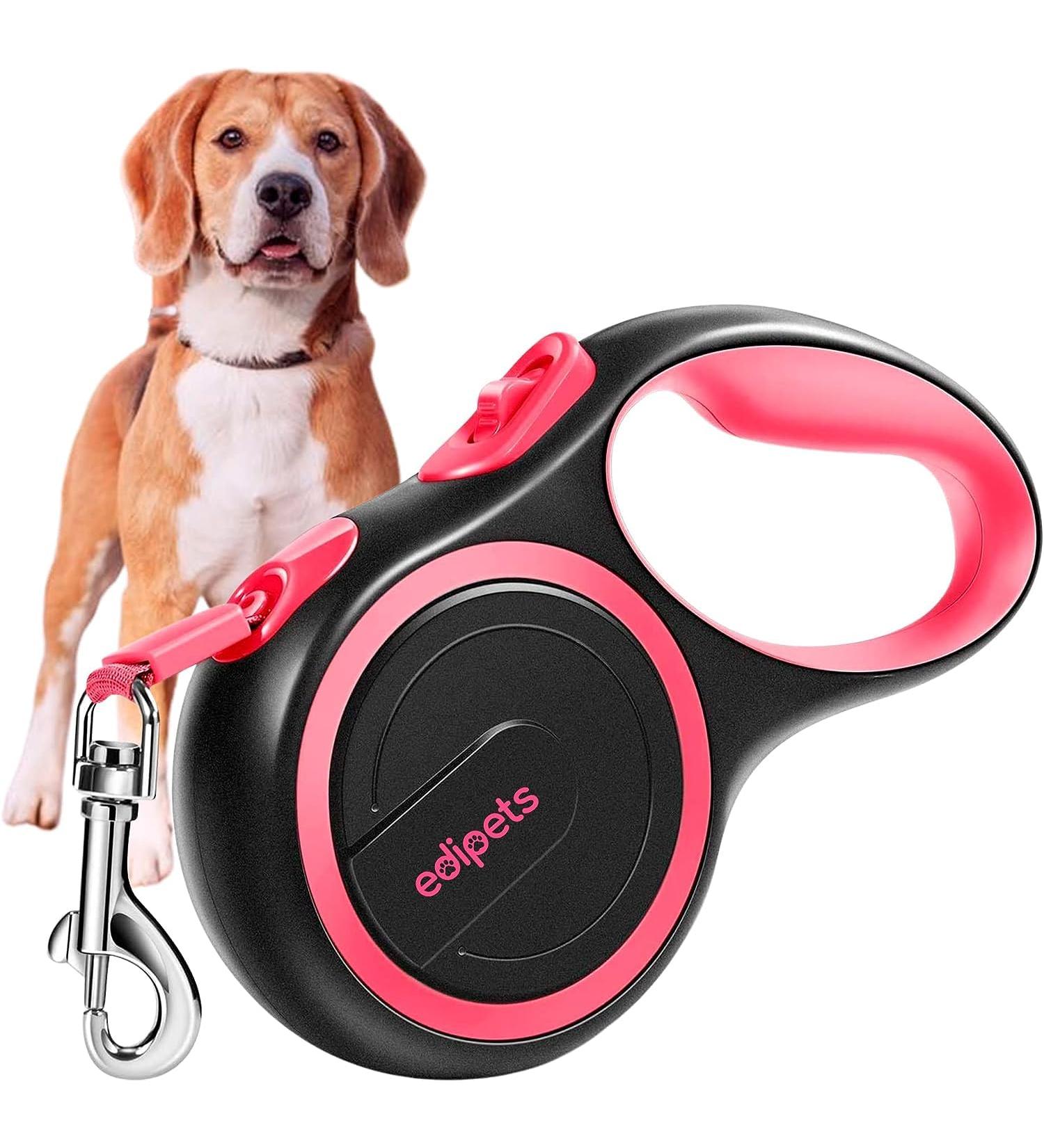 Edipets 5m Retractable Dog Leash - Flexible & Extendable Pink Leash for Dogs Up to 50kg | Perfect for Walks & Outdoor Adventures - Buy Online on SooperMarket.com