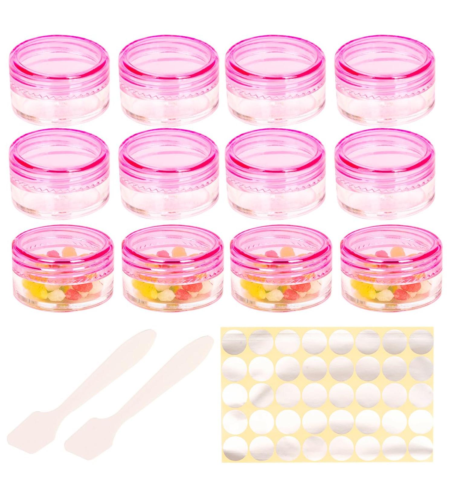 12 Pink 5ml Empty Jars with Lids | Ideal for Lip Balm & Cream - International Shipping Available - Buy Online on SooperMarket.com