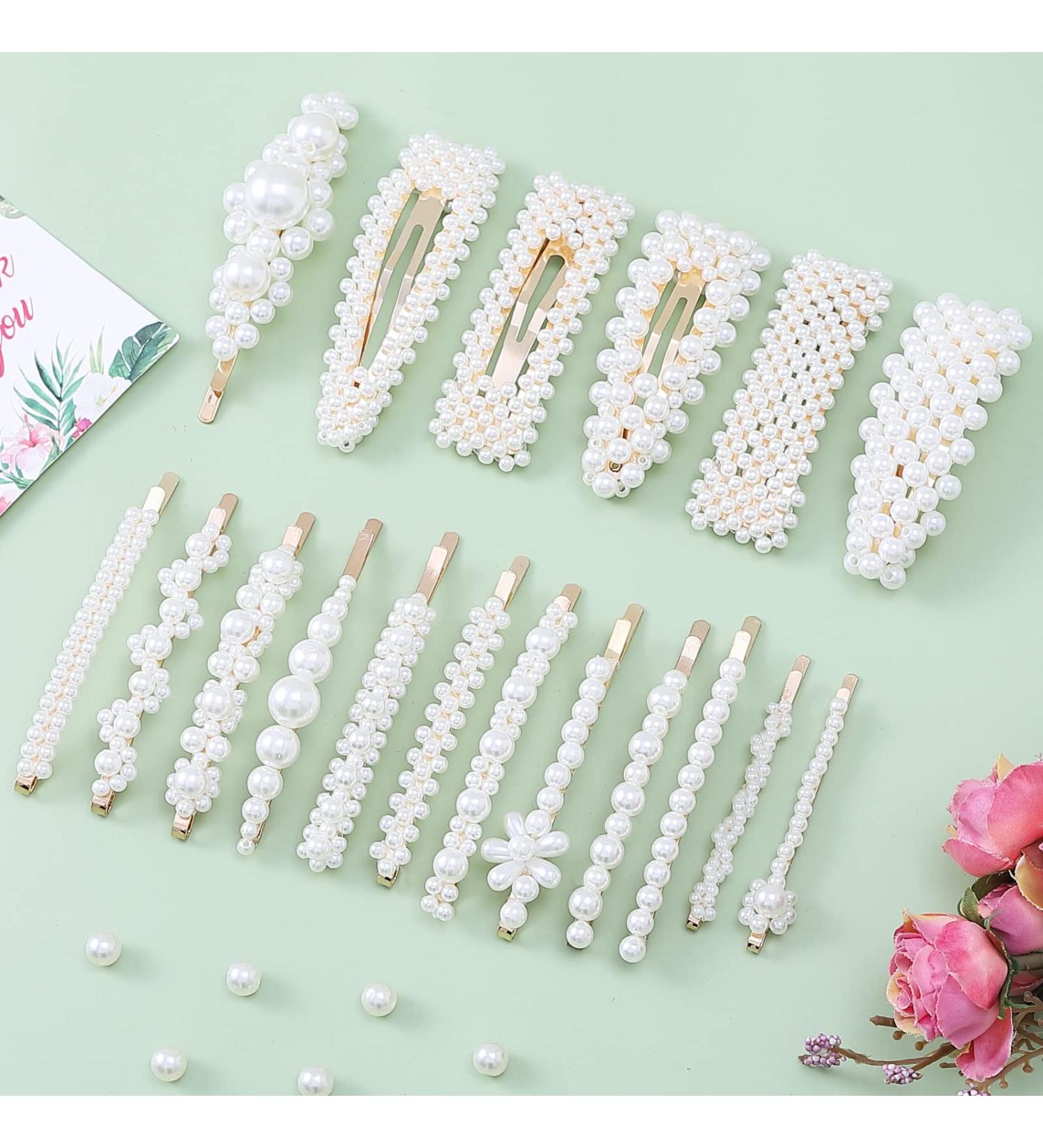 Elegant Handmade 18 Pcs Pearl Hair Clips for Women and Girls - Perfect Fashion Accessories for Party, Wedding, and Daily Wear - Buy Online on SooperMarket.com