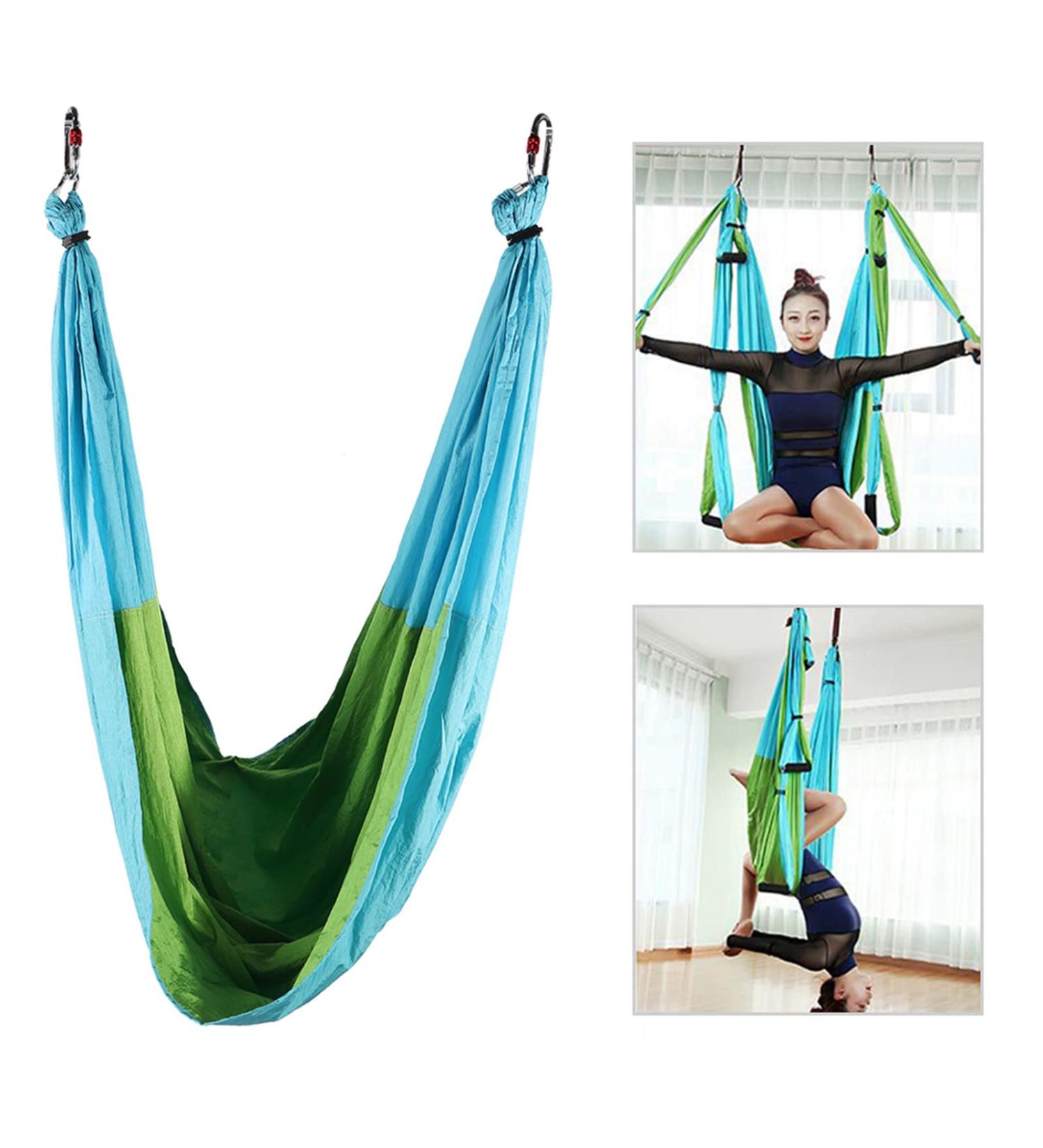 Cocoarm Anti-Heavy Aerial Yoga Hammock Fitness Swing with Straps Handles & Instructions | Sky Blue & Fruit Green - Buy Online on SooperMarket.com