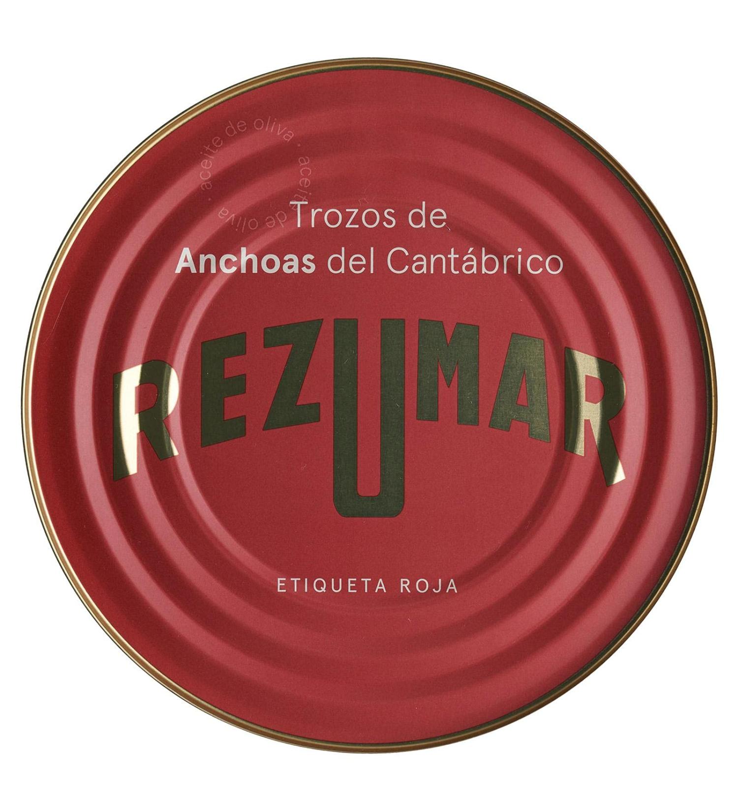 Rezumar Cantabrian Anchovy Fillets in Olive Oil - 520g | Premium Anchoas Etiqueta Roja for Gourmet Cuisine - Buy Online on SooperMarket.com