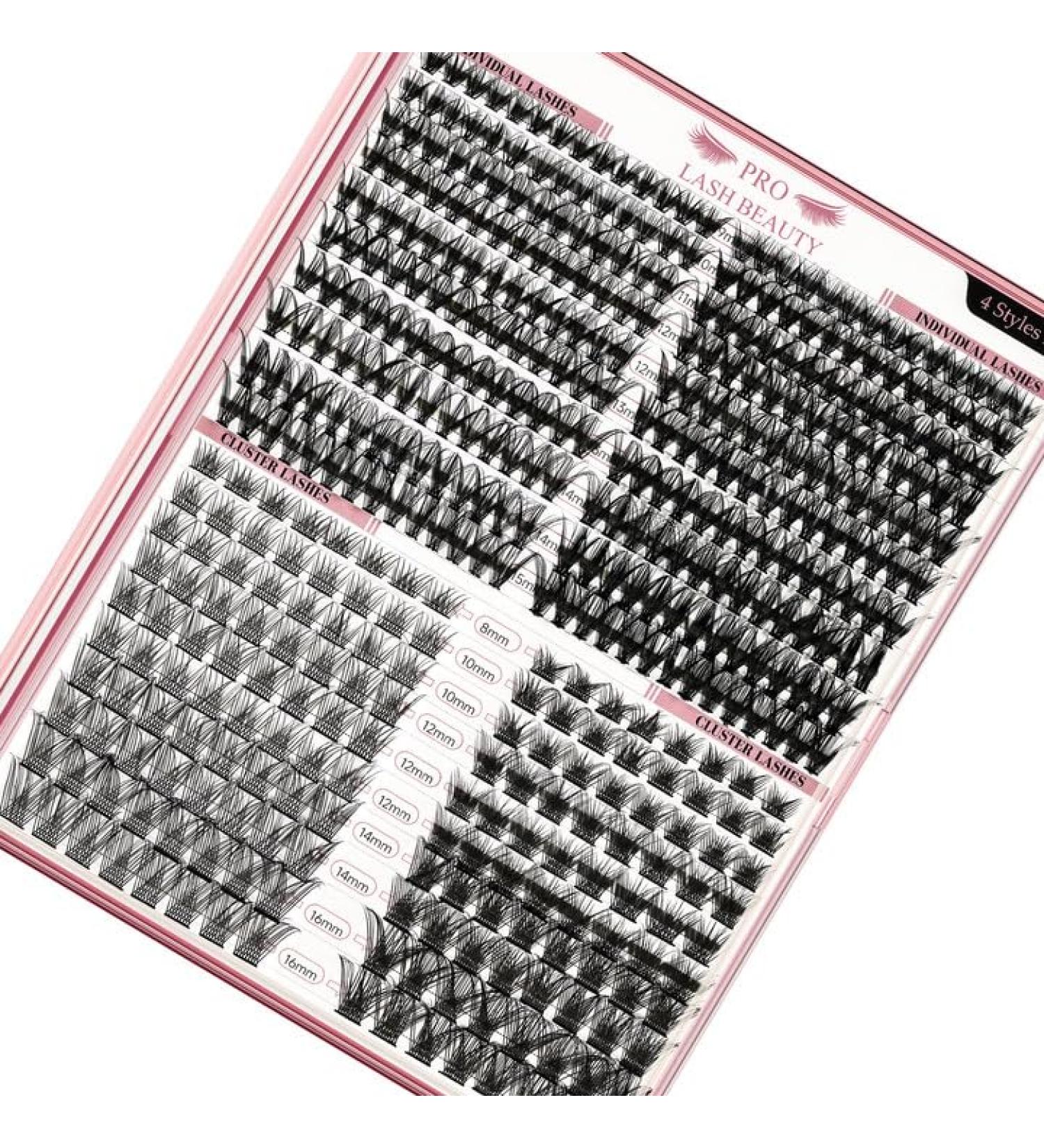 PRO 440 Pcs Cluster Lashes 4 Styles Lash Clusters DIY Eyelash Extension 30D 40D Individual Lashes Thin Band Easy to Apply at home Lashes(4 Styles 8-16mix) 8-16 mix 4 Styles (440 Pcs) - Buy Online on SooperMarket.com