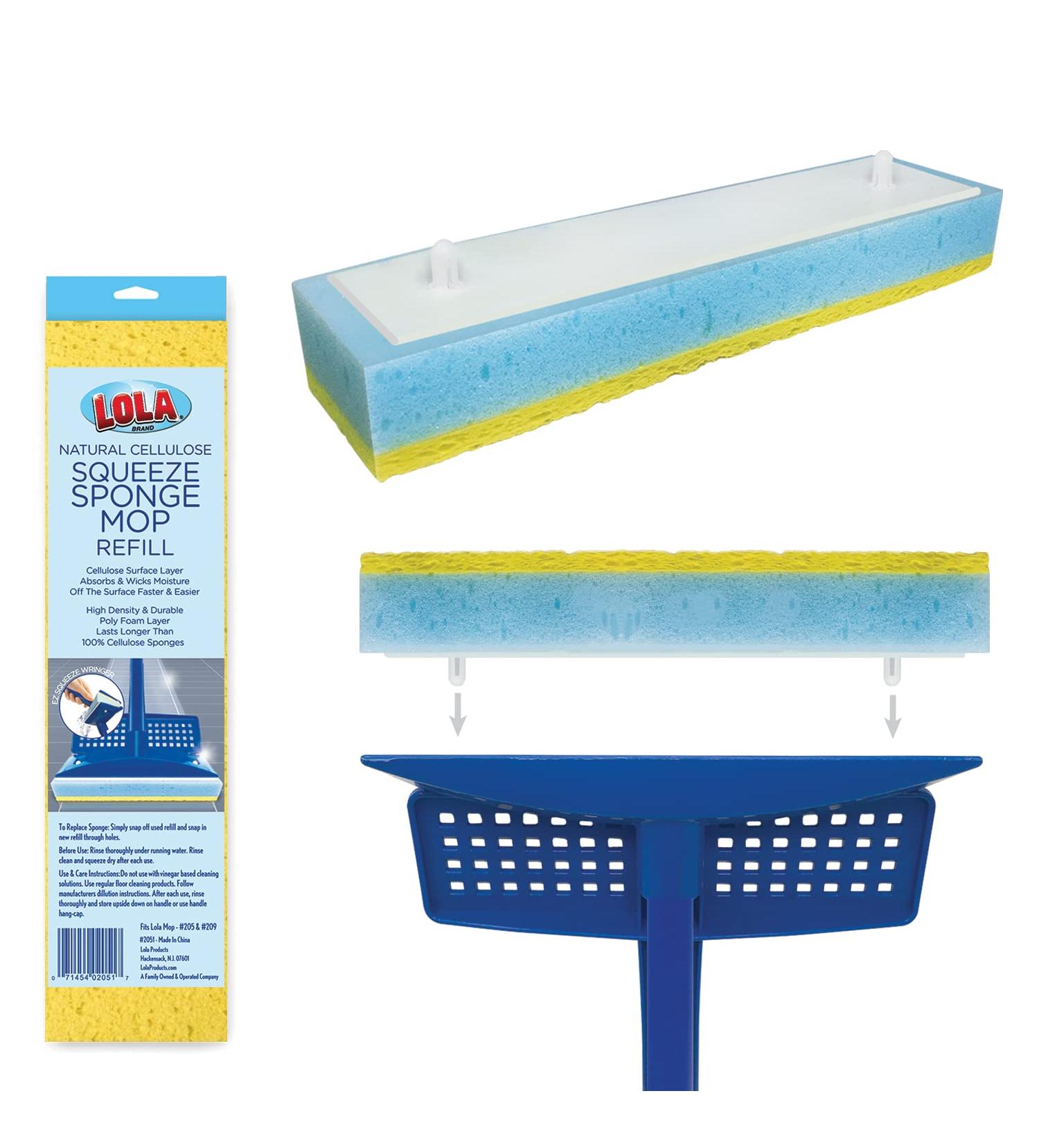 LOLA Natural Cellulose Squeeze Sponge Mop Refill - 9 Head - Super Absorbent - Durable - Easy Attachable - Lasts Longer - 1 Pack - Buy Online on SooperMarket.com