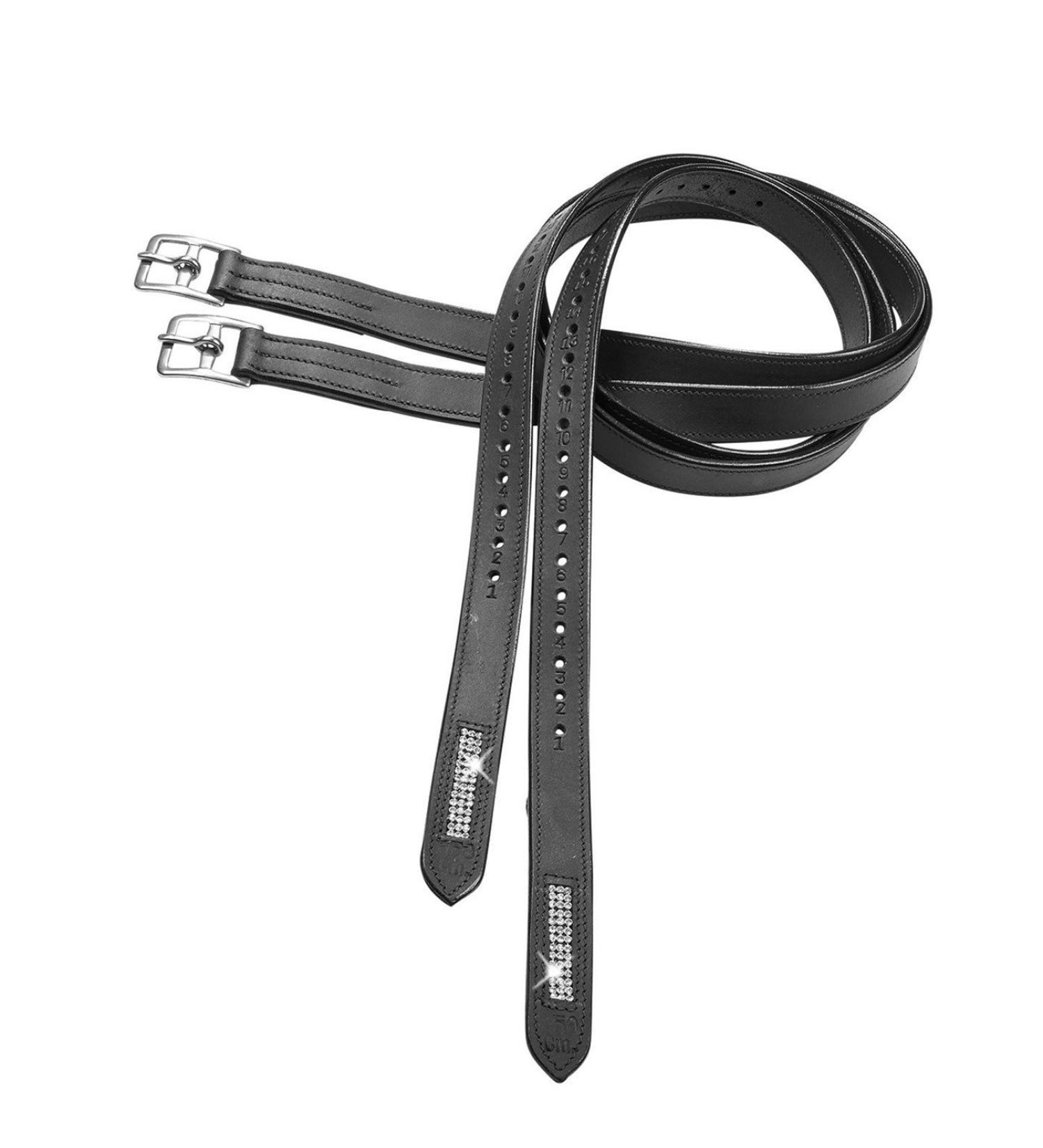 Stirrup leathers Brilliance Black/Stainless steel Length 160 cm