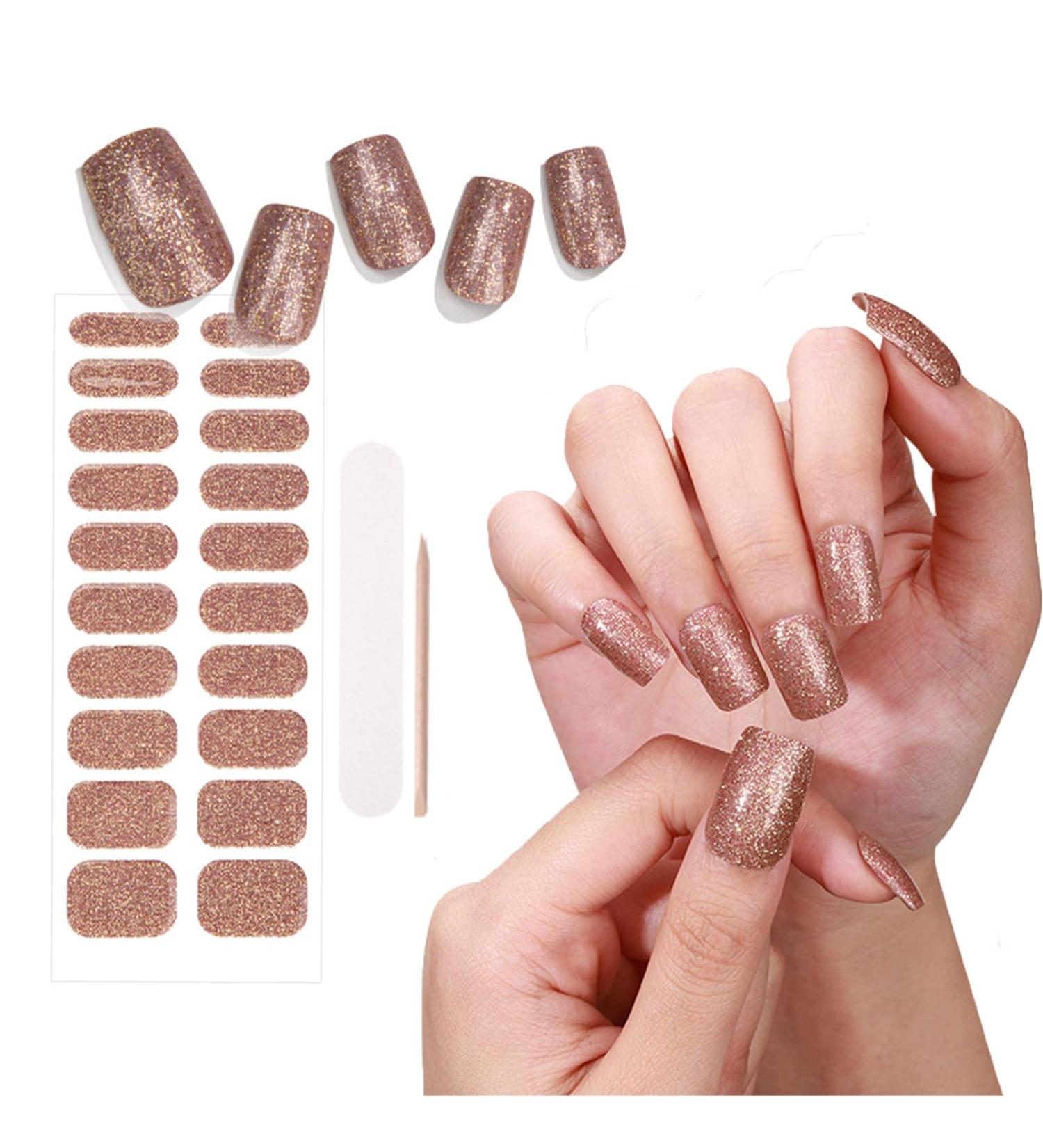 Semi Cured Gel Nail Strips Gel Nail Stickers - 20 Pcs Nail Stickers for Nail Art - Soft Self-Adhesive Gel Nail Wraps Easy Apply & Remove for Salon-Quality Manicure Kit (UV/LED Lamp Required)(BSS-0342) - Buy Online on SooperMarket.com