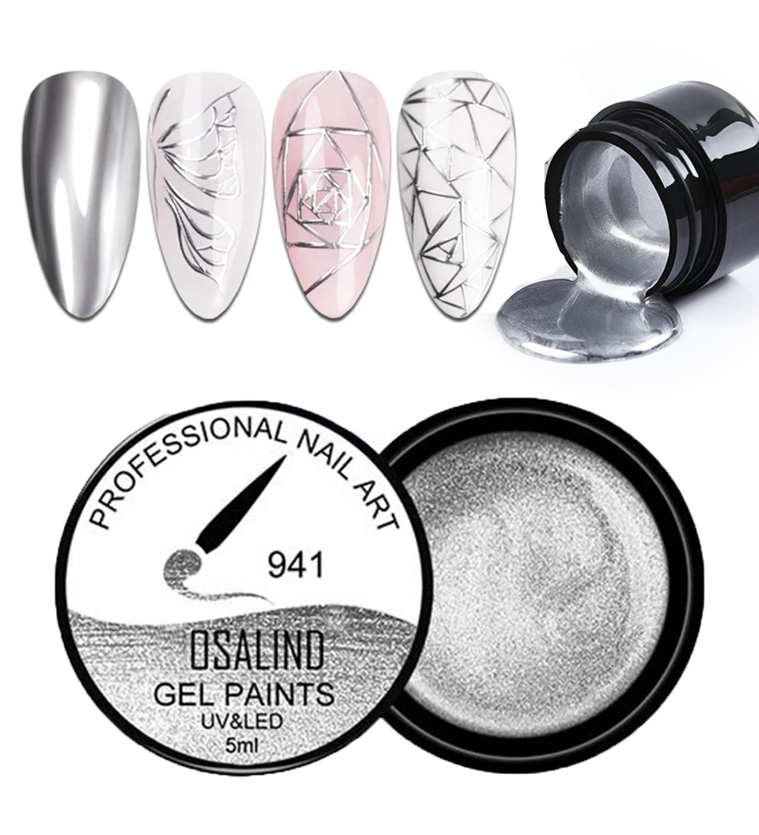 Silver Nail Gel Metallic Gel Painting Nail Polish 3D Metal Painting Gel Drawing Nail Gel Soak Off DIY Nail Art Nail Decoration - Buy Online on SooperMarket.com