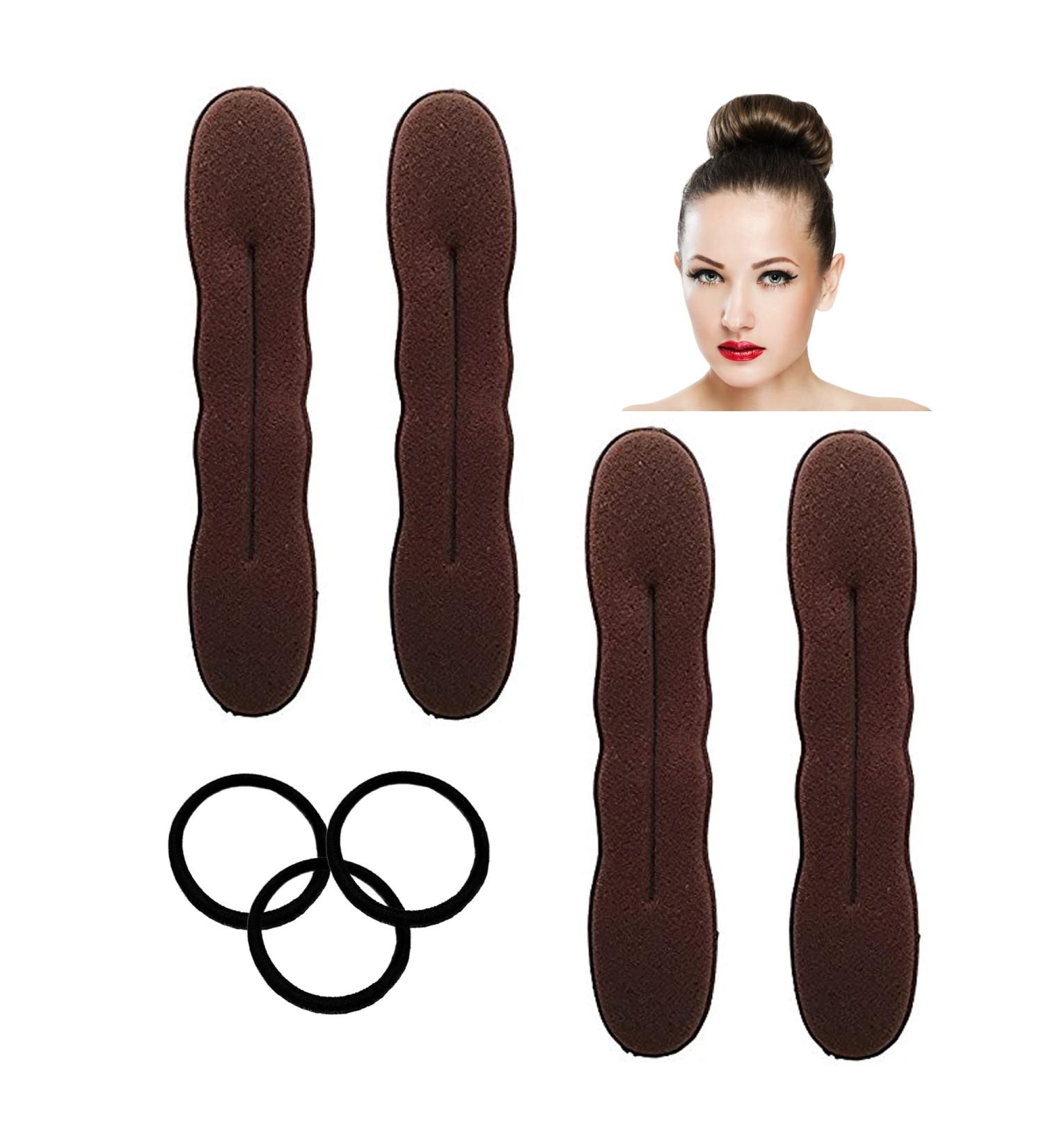 Styla Hair Brunette Magic Bun Maker 4-Pack - Large Foam Sponge Shaper Accessories for Updos, Ballet Buns, French Twists & Waves - Buy Online on SooperMarket.com