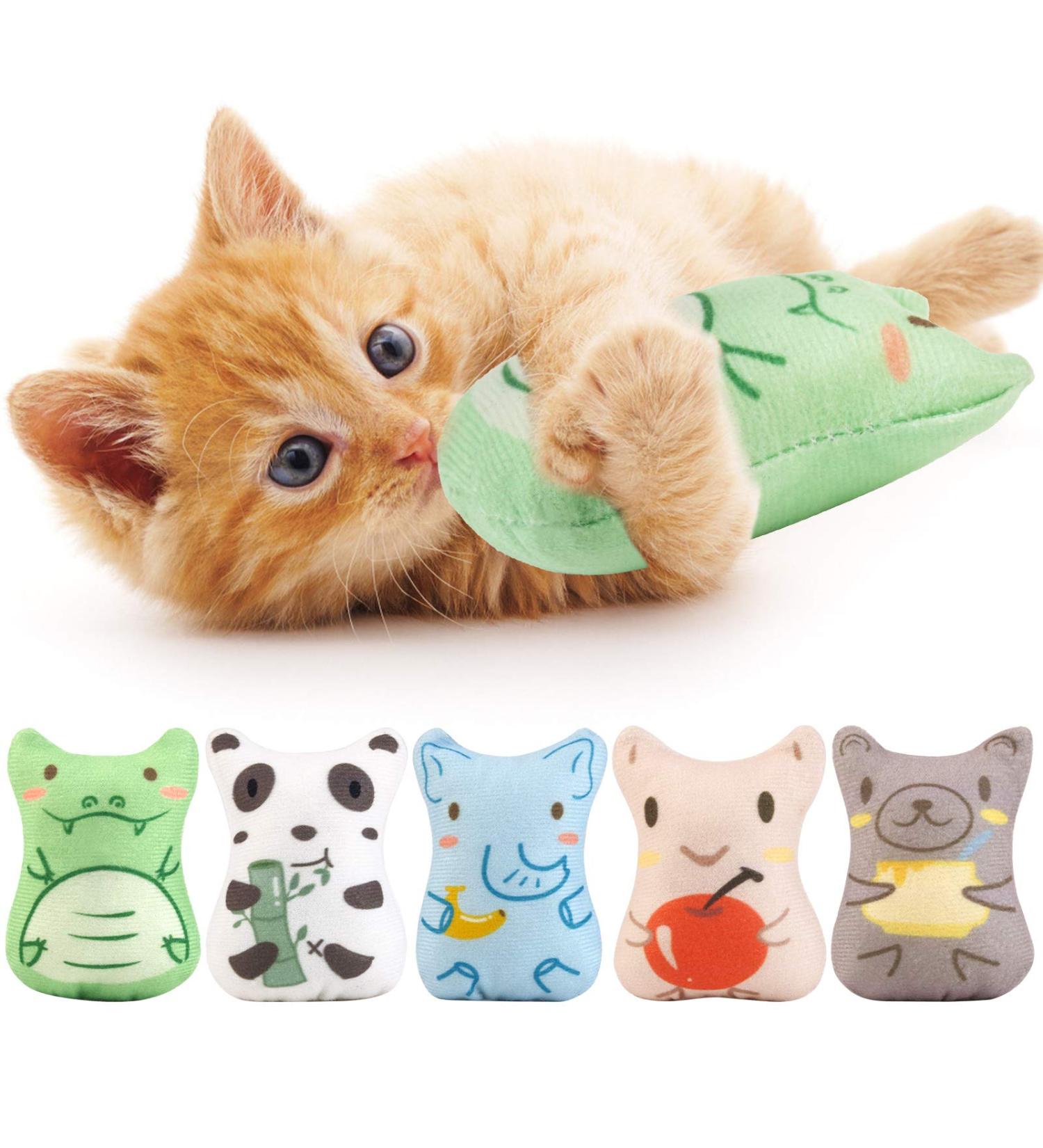 Dorakitten Catnip Toys for Indoor Cats - 5PCS Plush Chew Toys for Teething and Interactive Play | Catnip Filled Kitten Toy with Soft Material and Animal Shapes - Buy Online on SooperMarket.com
