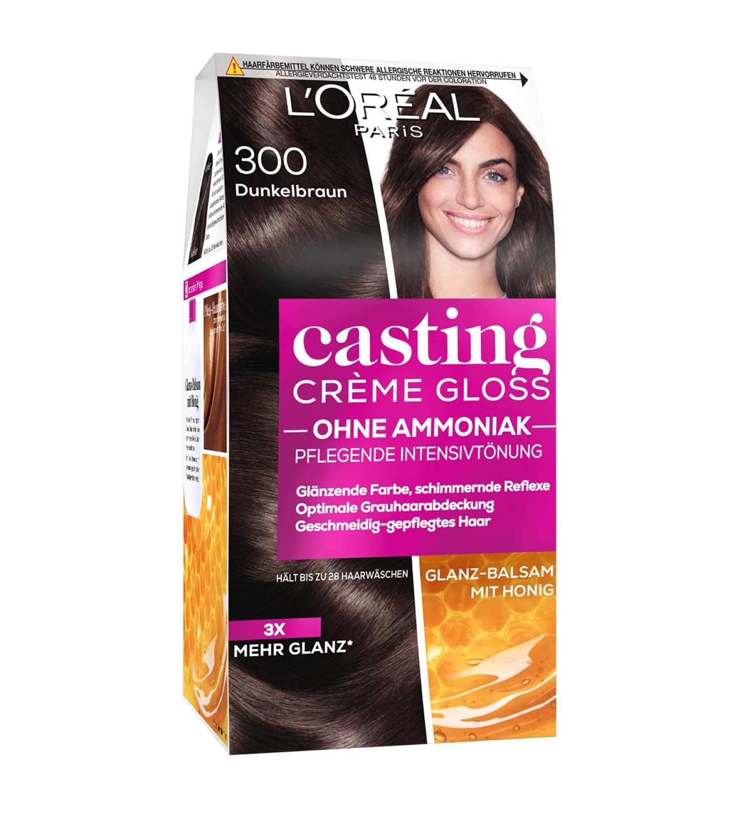 L'Or al Paris Ammonia-Free Coloration - Casting Cr me Gloss Hair Color No. 300 Dark Brown (1 Pack) - Nourishing Intensive Tint with Gloss-Reflex Balm - Buy Online on SooperMarket.com