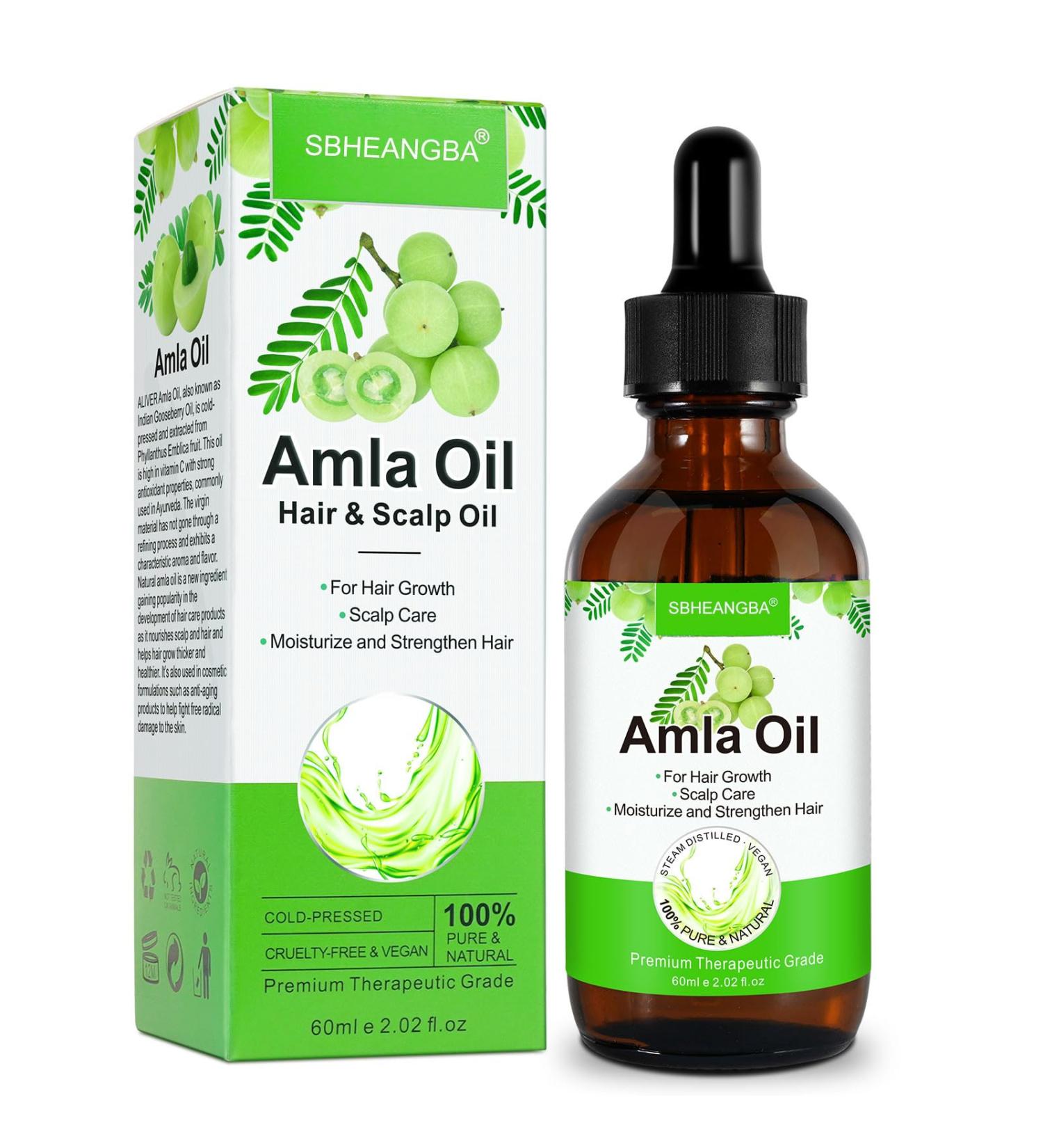 SBHEANGBA Cold Pressed Amla Oil - 100% Pure Organic Hair Growth Treatment Nourishing Scalp & Moisture 2.02 Fl Oz - Buy Online on SooperMarket.com