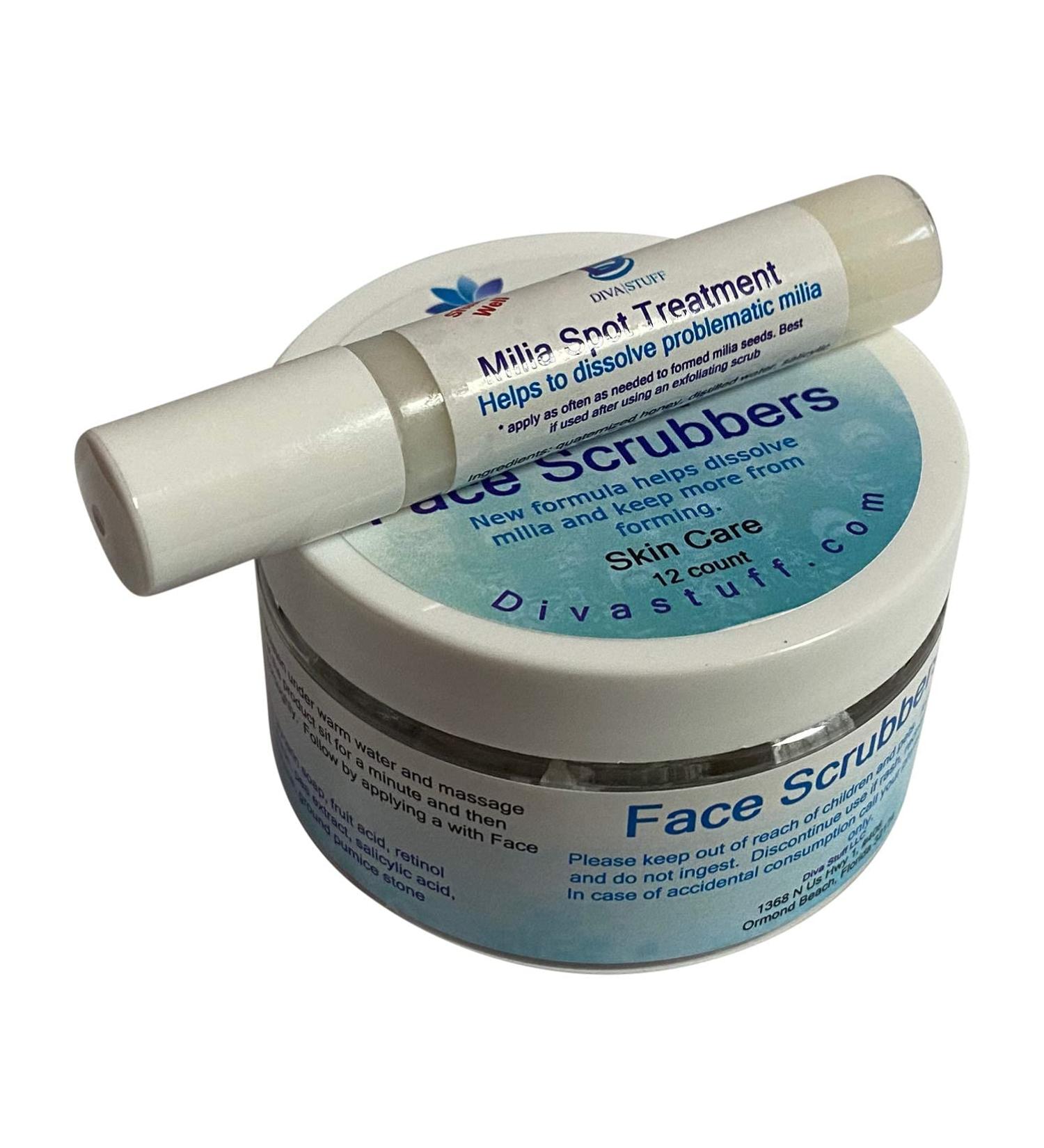 Diva Stuff Milia Spot & Scrubbies Treatment Set with Salicylic Acid, Retinol, Lactic Acid & Olive Squalene - Buy Online on SooperMarket.com