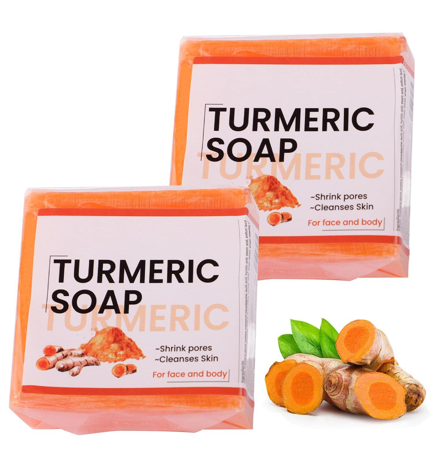 Turmeric Soap Bar Handmade Tumeric Soap Organic Turmeric Brightening Soap for All Skin Types Natural Soap for Cleansing Unclogs Pores Deep Cleaning - Buy Online on SooperMarket.com