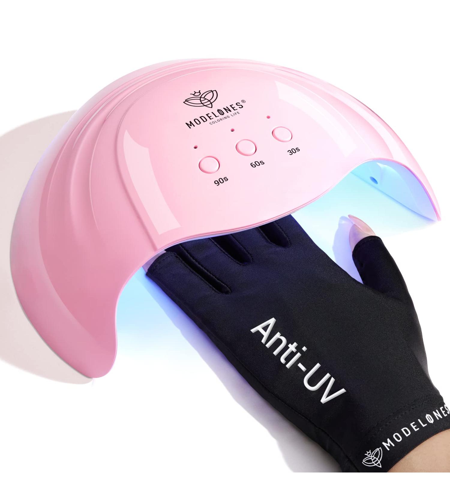 Modelones 48W UV Nail Dryer with Timer | Gel Nail Lamp & UPF99+ UV Protection Gloves for Manicure - Buy Online on SooperMarket.com