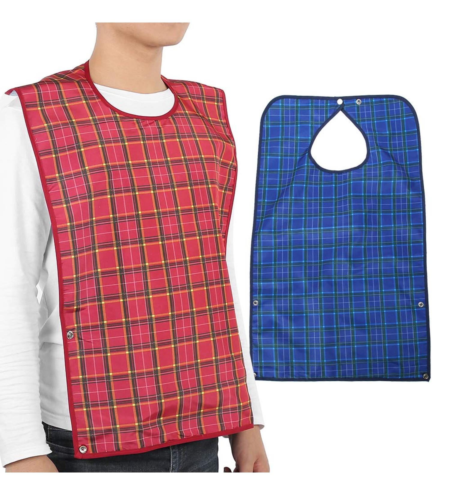 Adult Bibs 2 Pack Waterproof Apron Set for Men Women for Eating with Adjustable Strap Washable Reusable Large Terry Cloth for Elderly Seniors and Disabled Extra Long Clothing Protector - Buy Online on SooperMarket.com