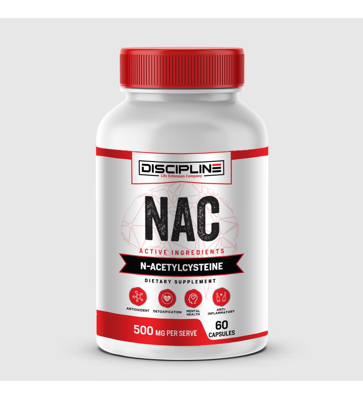 DISCIPLINE NAC (N-Acetyl cysteine) - 500mg - 60 Capsules - Buy Online on SooperMarket.com