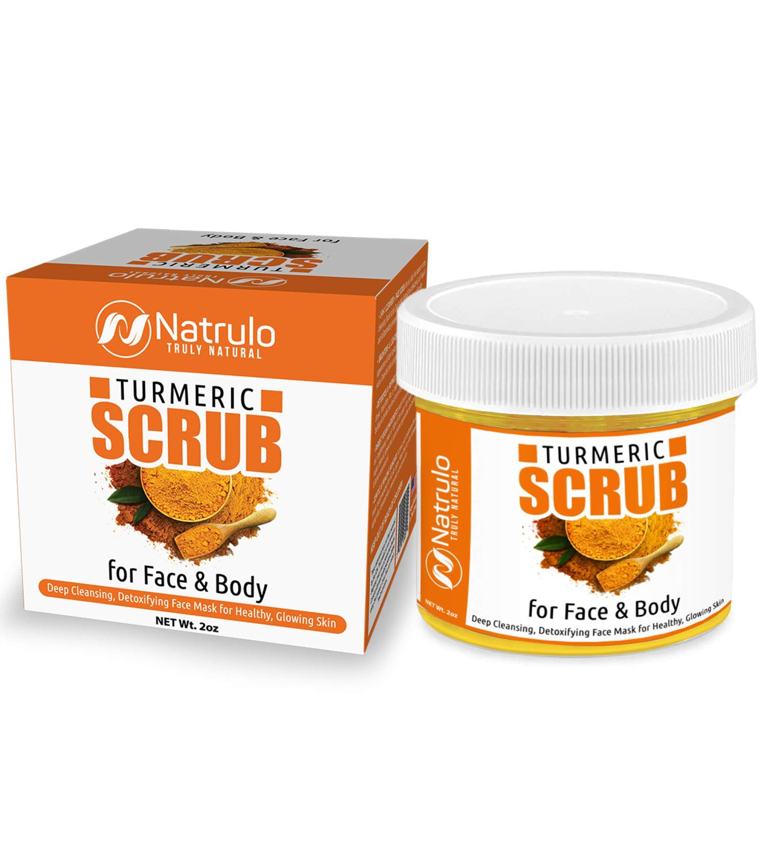 Natrulo Turmeric Face Scrub - All-Natural Brightening Mask for Acne & Glowing Skin - Detox Clay Mask for Even Tone & Toxin Removal - Buy Online on SooperMarket.com
