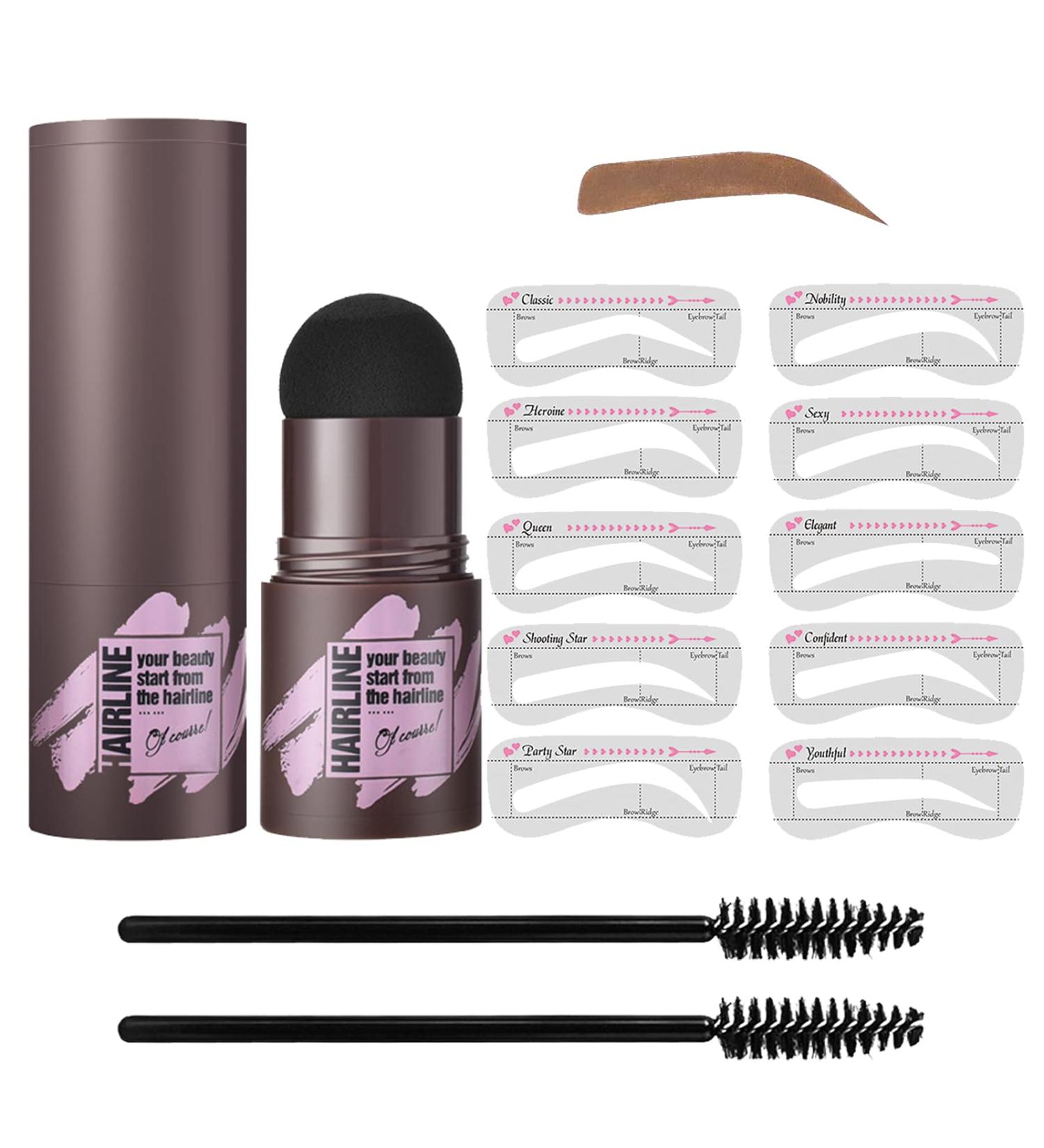LSxia Brow Stamp and Stencil Kit - Waterproof Eyebrow Powder with 10 Stencils, Light Brown - Perfect for Natural Eye Brow Definition and Shaping - Women's Eye Brown Makeup - Buy Online on SooperMarket.com