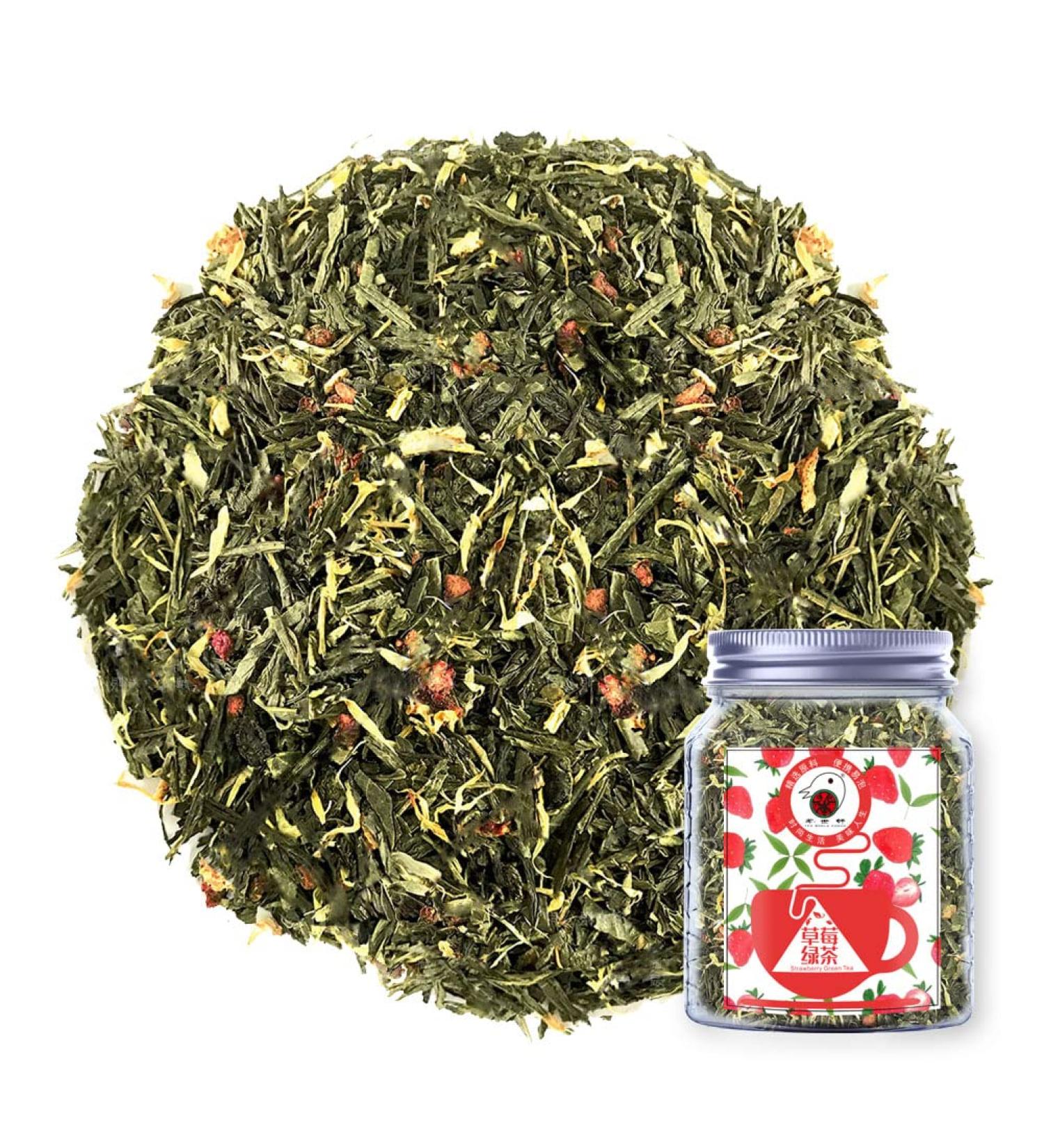 Plant Gift Strawberry Green Tea Oganic Fruit Herbal Tea All Natural Flavors Loose Leaf Apple Strawberry Orange Peel Grapes Peppermint Non GMO Vegan Tea Bags Into Iced Tea & Hot Tea 70G/2.5oz - Buy Online on SooperMarket.com