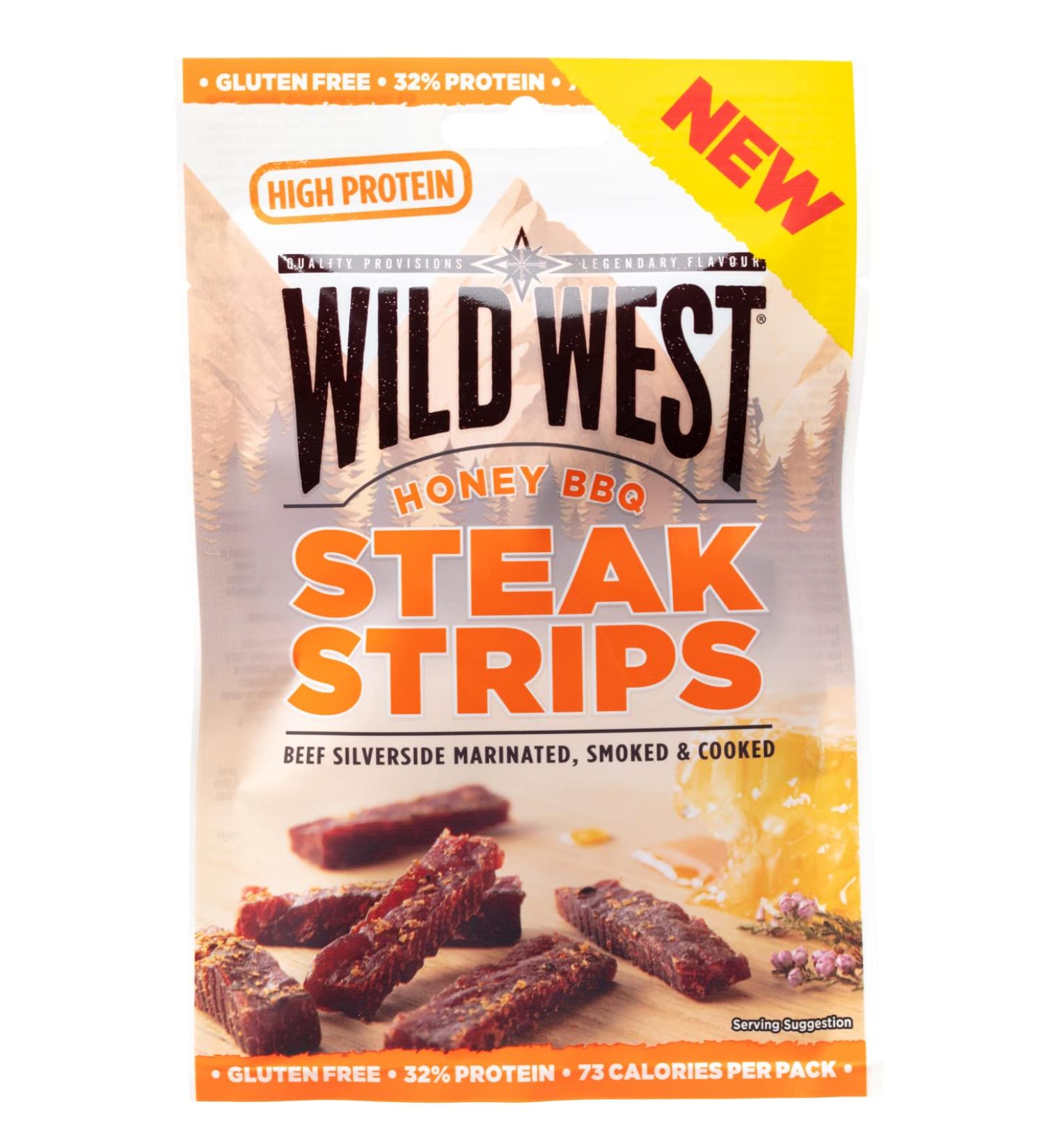 Wild West Steak Strips 25g Honey BBQ Beef Beef Jerky high Protein Dried Meat Protein Snack Honey BBQ 25 g (1 pack)