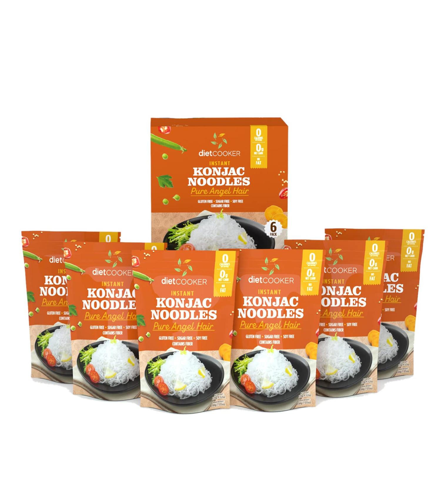 Diet Cooker Premium Konjac Noodle - Keto & Vegan Friendly, Low Calorie Pasta, Zero Net Carbs - Angel Hair (6 Packs) - Buy Online on SooperMarket.com
