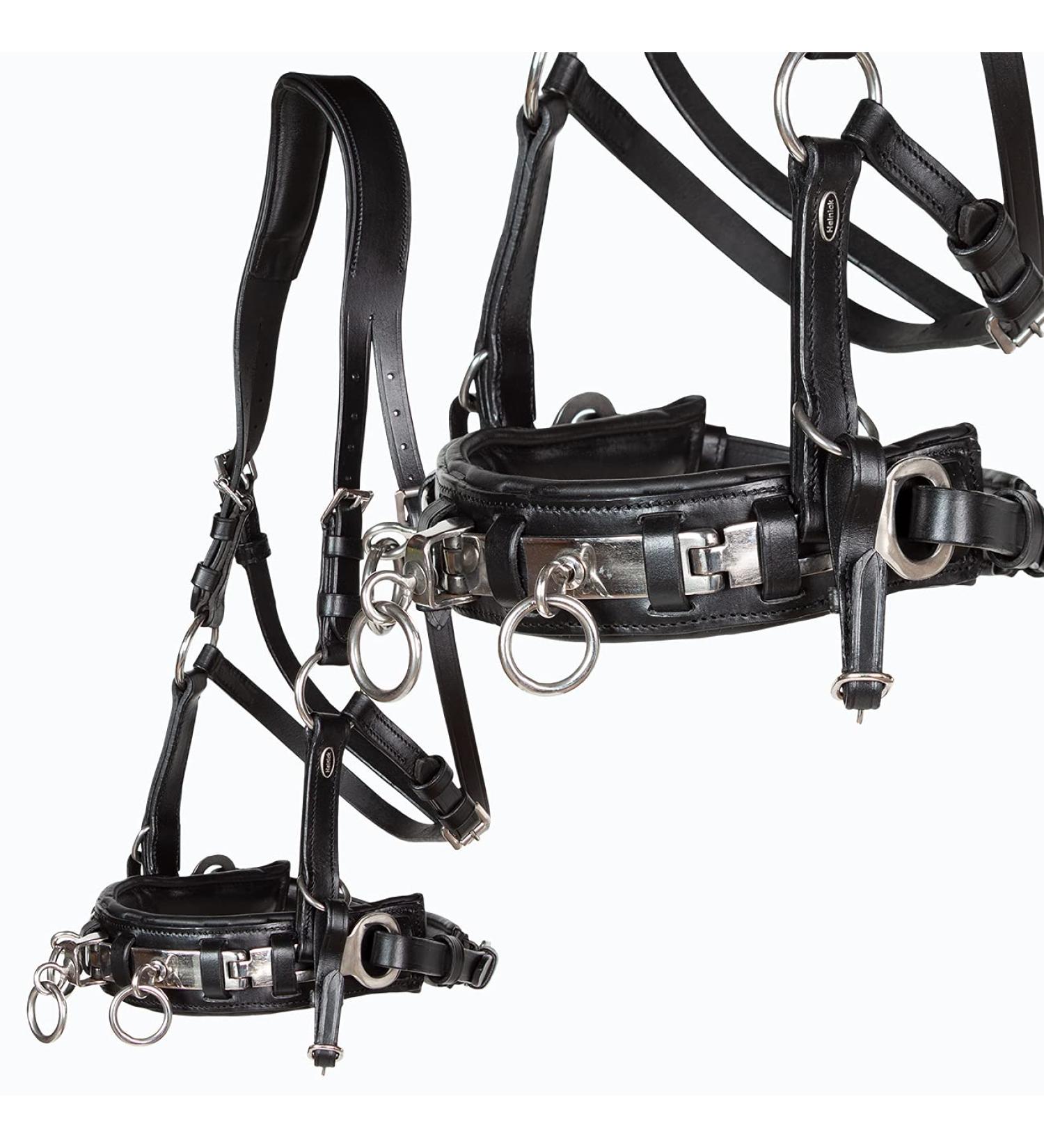 Heinick-Reitsport Professional Leather Cavesson - Black Stainless Steel Bit Strap Nosepiece for Warmbloods | International Shipping - Buy Online on SooperMarket.com