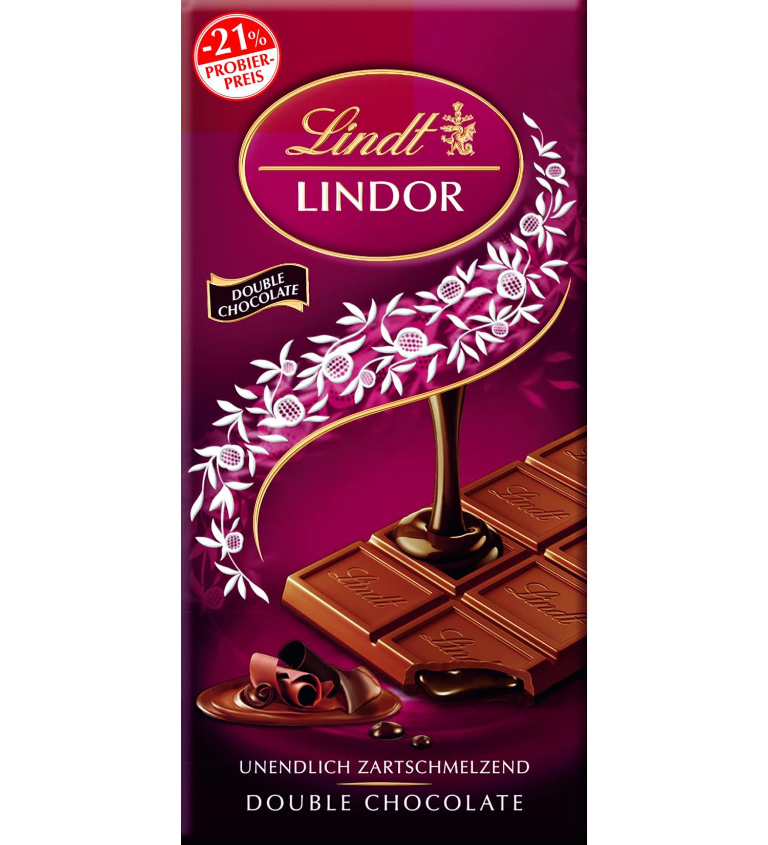 Lindt Double Chocolate 100g - Finest Whole Milk Chocolate with Dark Filling | Premium Chocolate Gift Promotion - Buy Online on SooperMarket.com