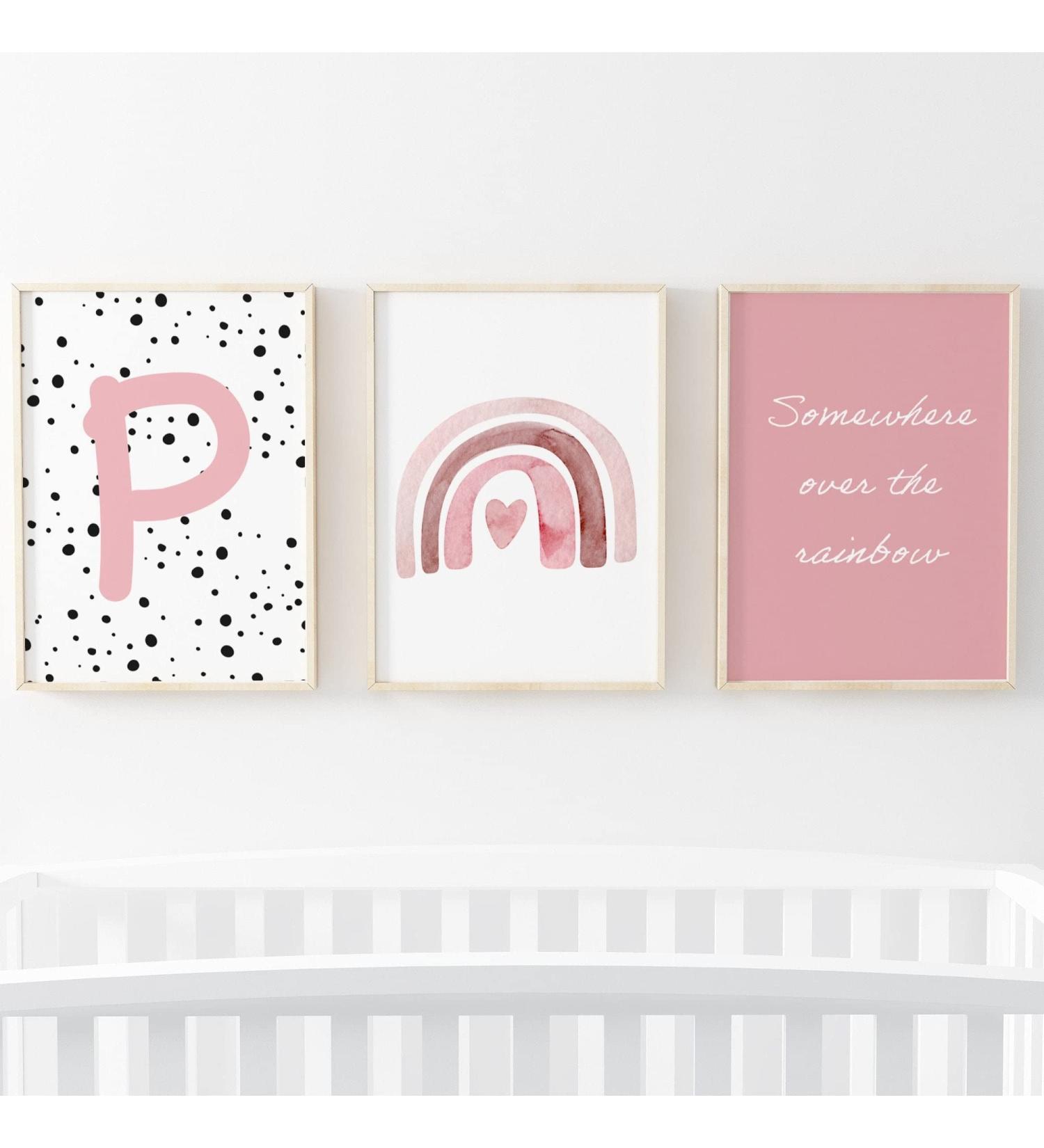 Pompom Prints Set of 3 - Rainbow Nursery Decor - Scandi Boho Style - Girls Bedroom and Playroom Wall Art - A4 Size - Buy Online on SooperMarket.com