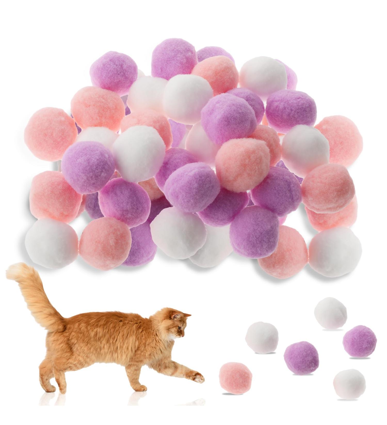 Amaxiu 30Pcs Cat Toy Balls Soft Kitten Pompom Ball Indoor Cats Interactive Ball Toys 3cm/1.18in Queit Cat Ball Cat Pom Pom Balls for Pet Play Pursue Roll Fetch Pink and Purple - Buy Online on SooperMarket.com