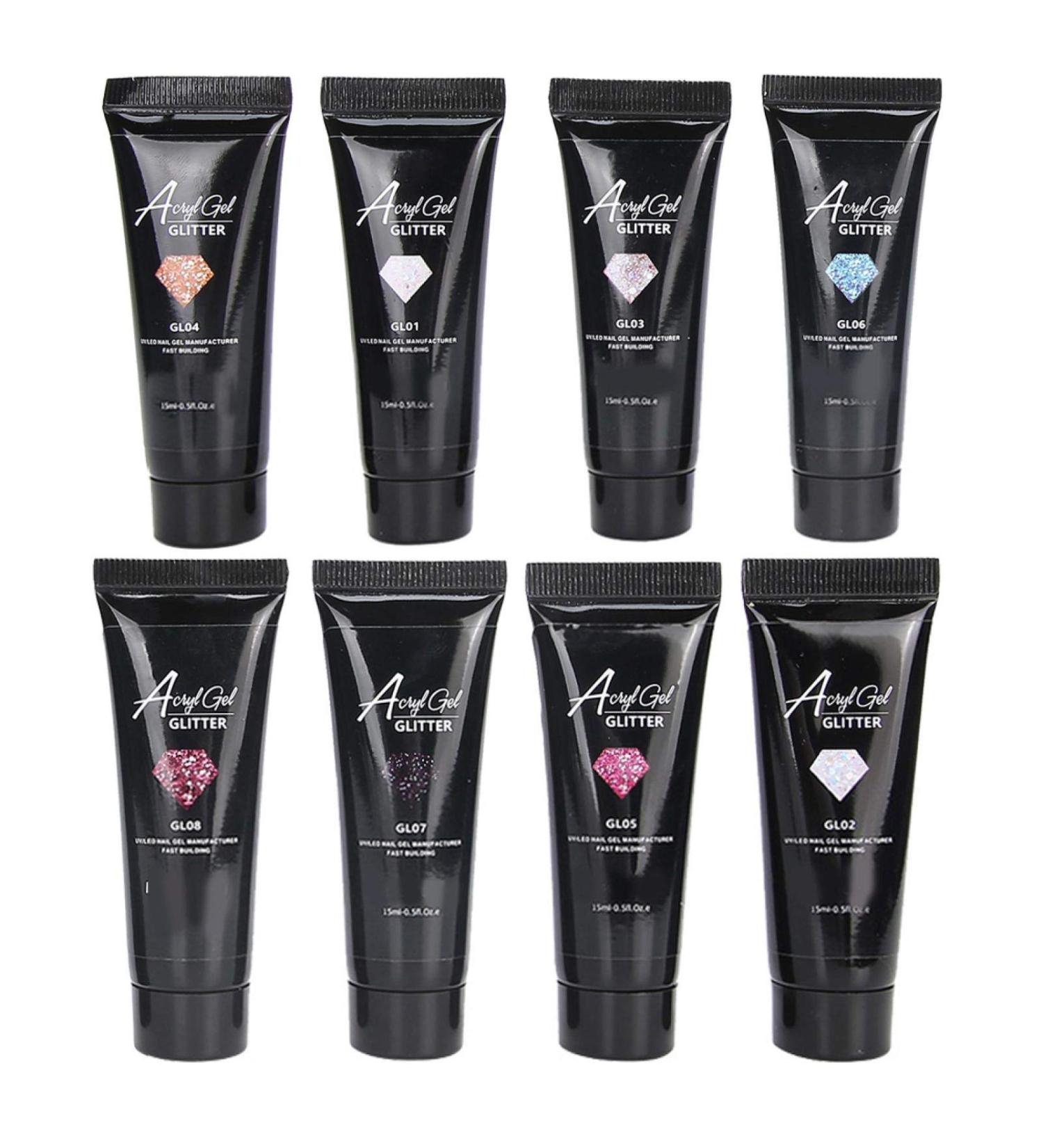 8pcs Nail Extension Gel Set - Premium Fast-Building Sequins Nail Art Gel for Professional Manicure - International Shipping Available - Buy Online on SooperMarket.com