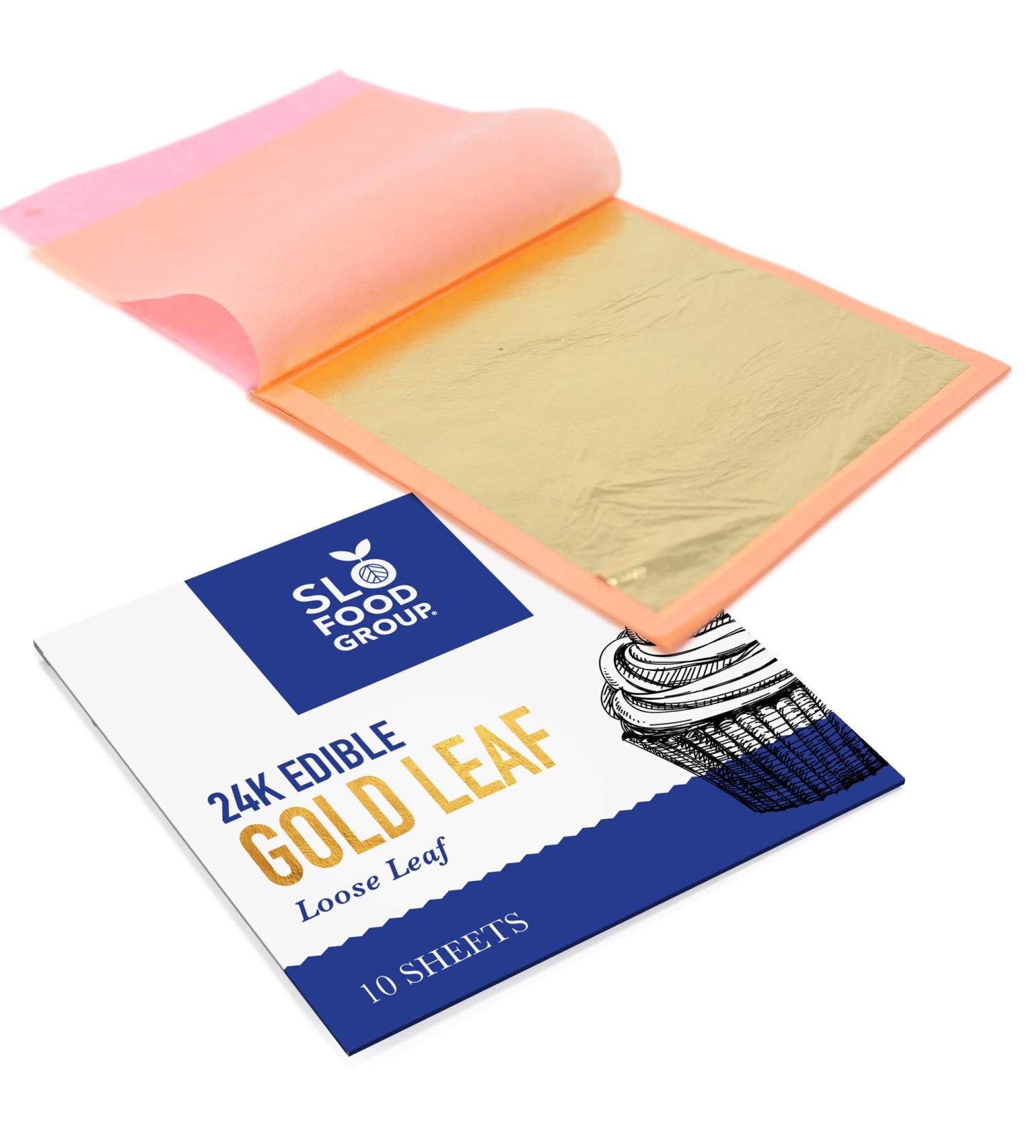 Slofoodgroup 24 Karat Edible Gold Leaf Loose Sheets - 10 Sheets Per Book - 3.15in x 3.15in Size - for Edible Decoration, Crafting, Art - Buy Online on SooperMarket.com