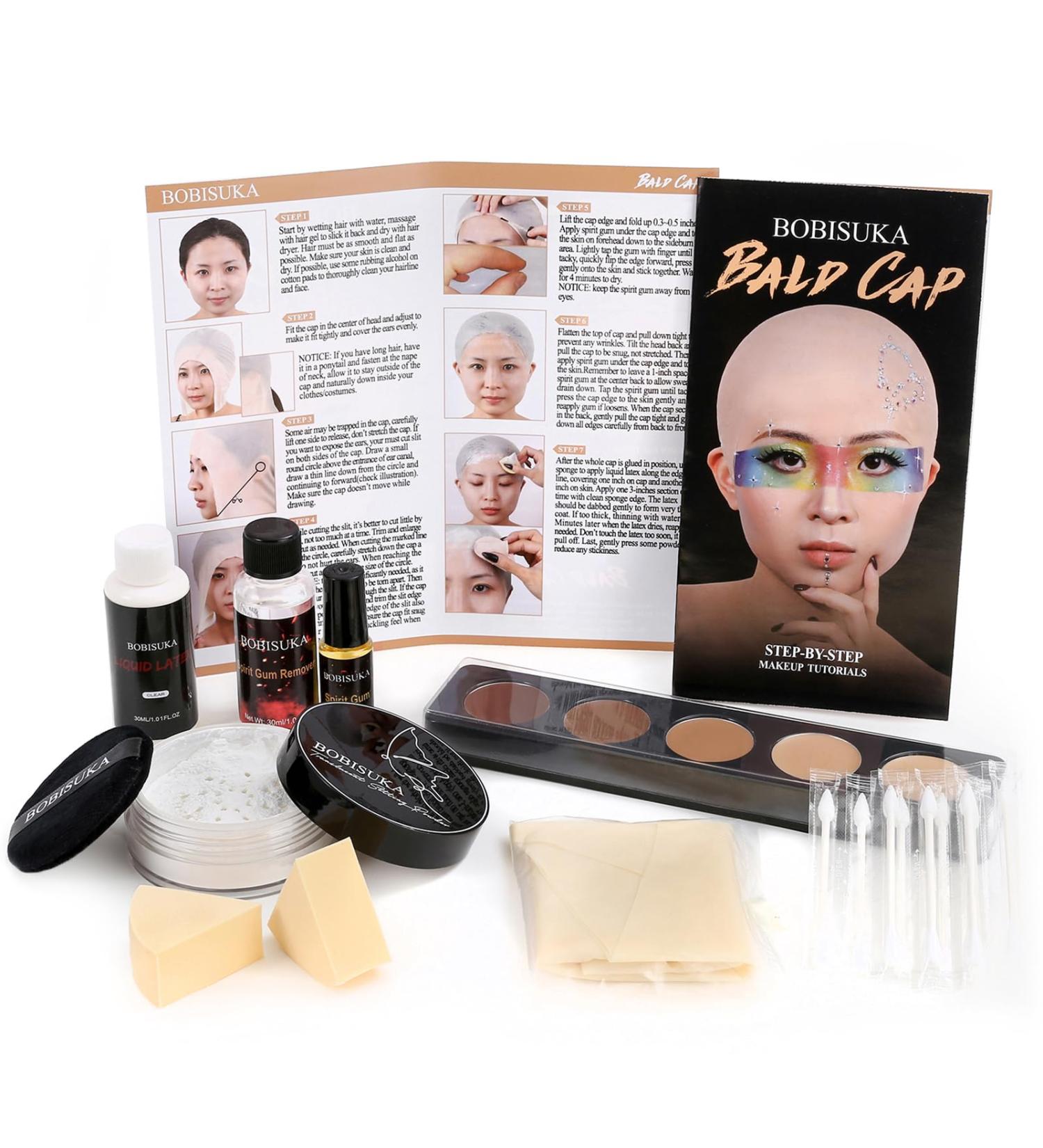 Bald Cap Halloween Makeup Kit - Realistic Cosplay & SFX Costume Set for Men & Women | Perfect for Dress-Up Parties Theater & Film - Buy Online on SooperMarket.com
