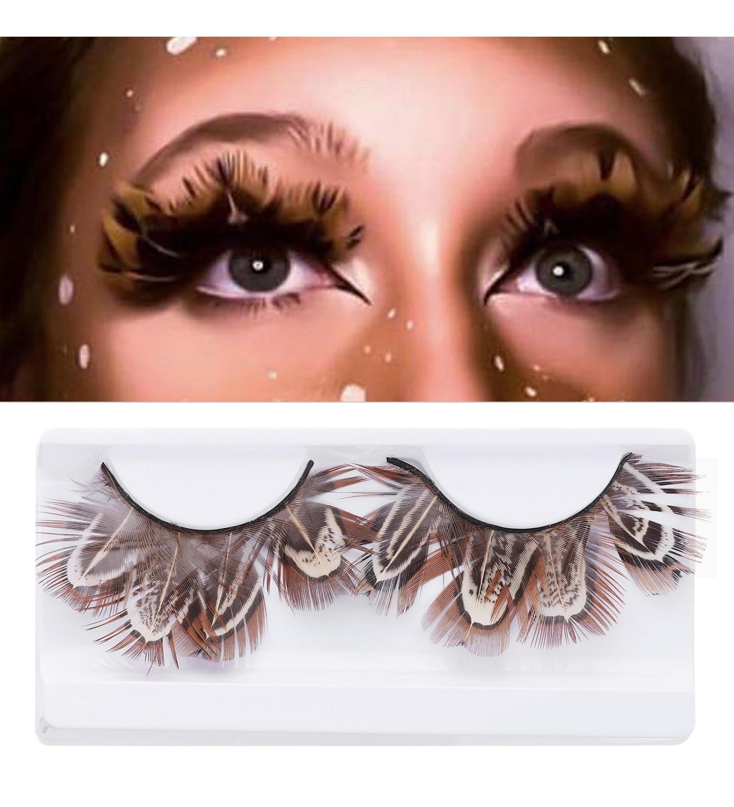 White False Eyelashes for Halloween & Cosplay | Natural Look Anime Makeup | D03-Brown Tiger Print - Buy Online on SooperMarket.com