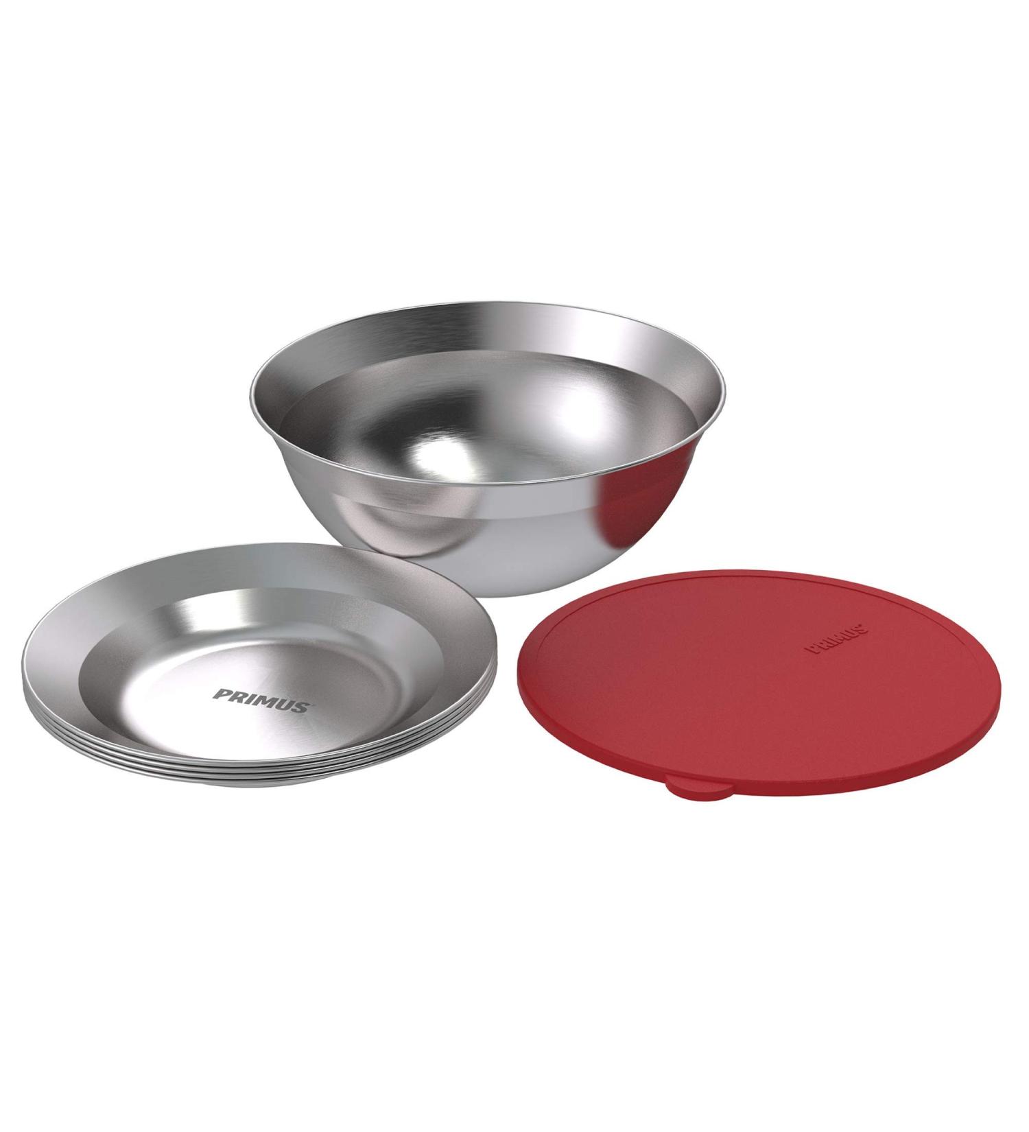 Primus CampFire Serving Kit: Stainless Steel Plates, Bowl, and Silicone Lid for Camping - Buy Online on SooperMarket.com