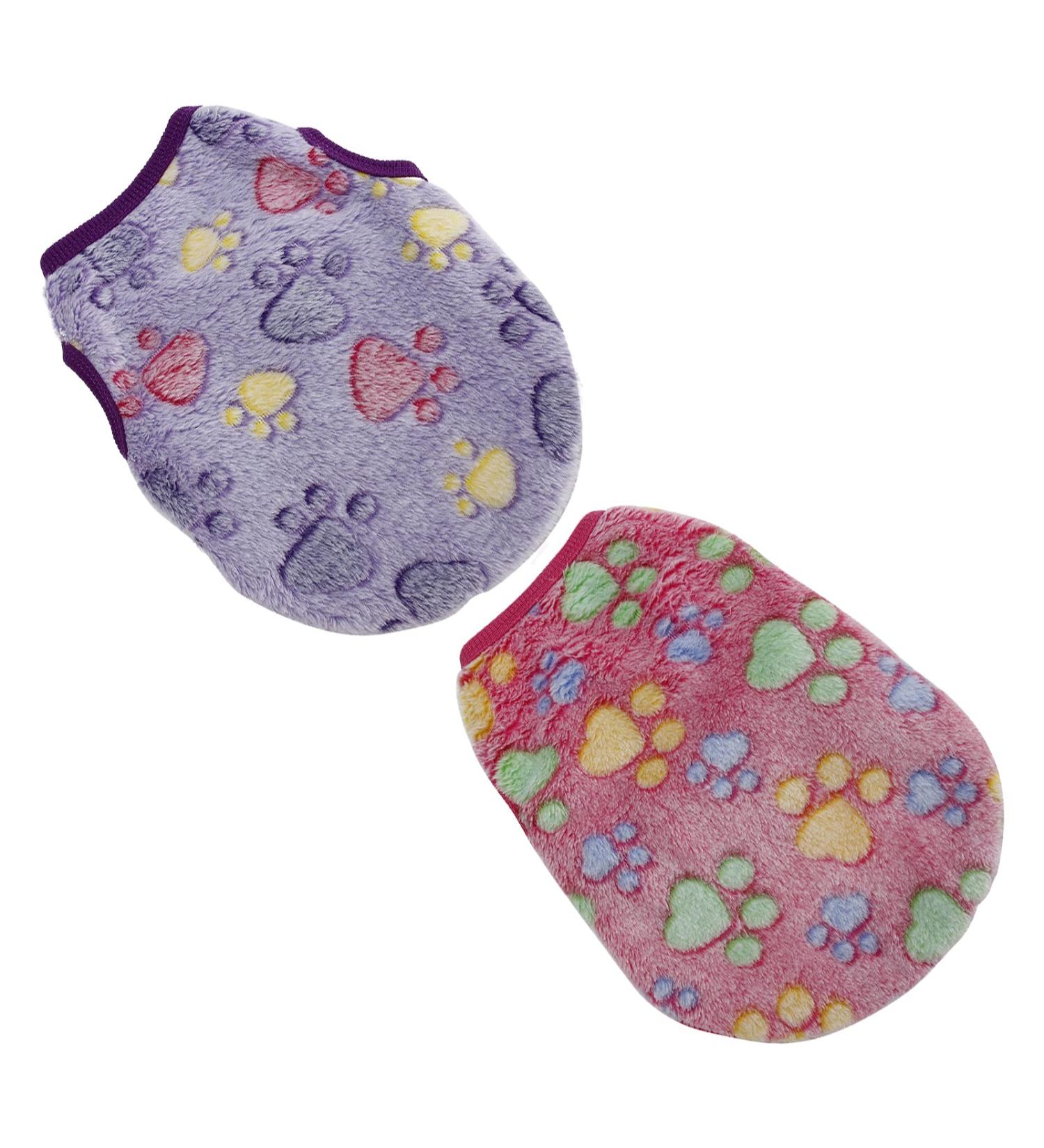 2 Pcs Warm Pet Shirt Footprints Pattern Pet Plush Pullover Soft Dog Plush Warm Hoodies Coat Apparel for Rabbit Cat Kitten Dog Puppy (XXS) - Buy Online on SooperMarket.com
