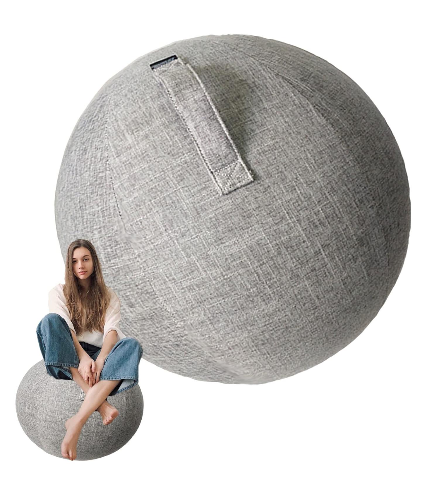 Gray LuiYninhuoJin Exercise Ball Chair Cover - 75CM | Yoga & Stability Ball for Pregnancy, Labor, Pilates | Office, Dorm & Home Use (Ball Not Included) - Buy Online on SooperMarket.com