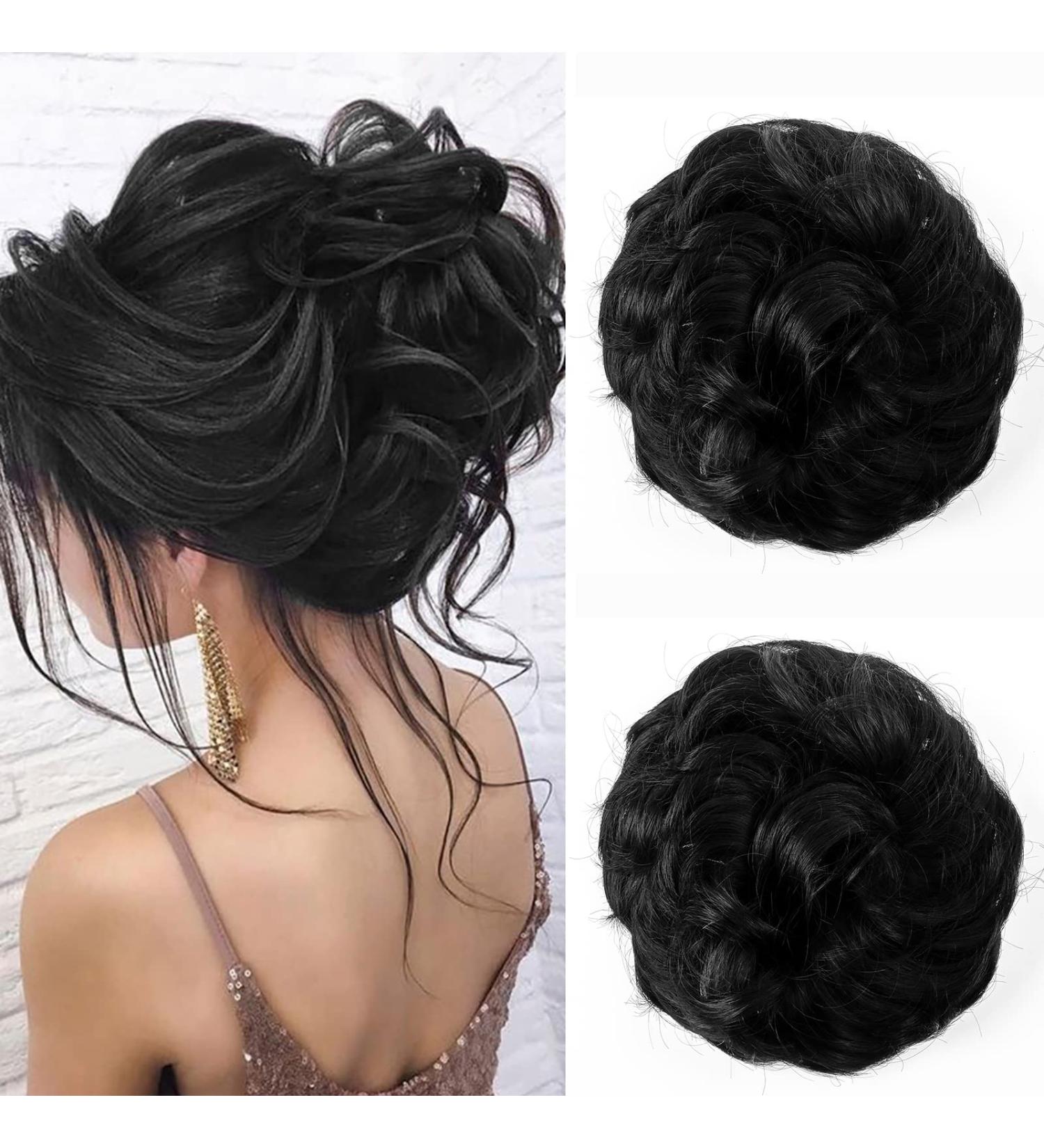 JJstar 2PCS Curly Fake Hair Buns Donut Tousled Updo - Jet Black - Buy Online on SooperMarket.com