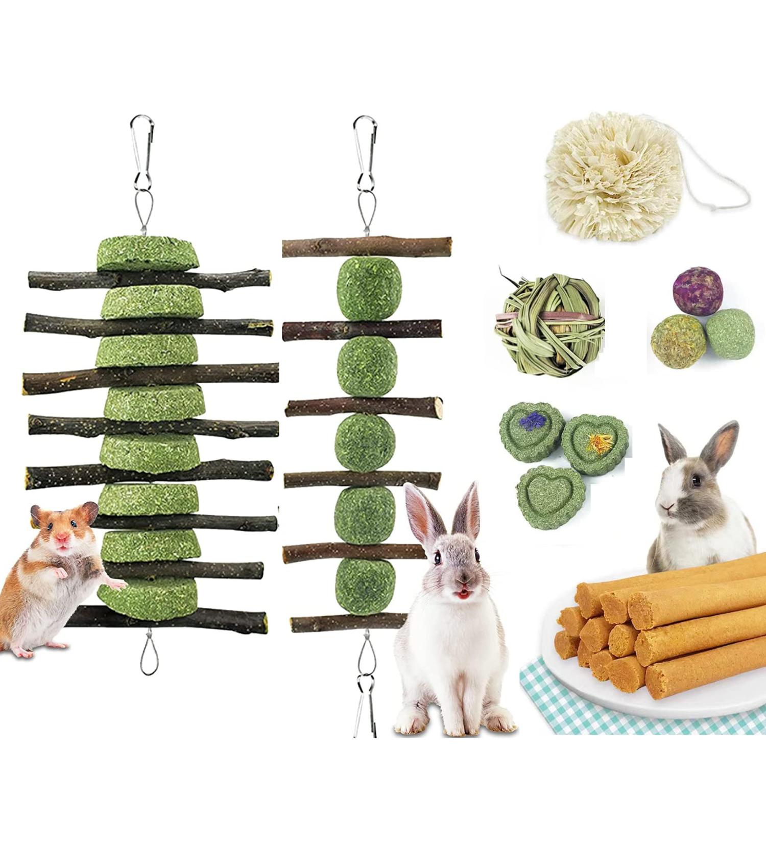 Camiter 15Pcs Rabbit Toys - Natural Timothy Grass Chew Toys for Small Animals | Dental Care Wooden Chain | International Shipping Available - Buy Online on SooperMarket.com