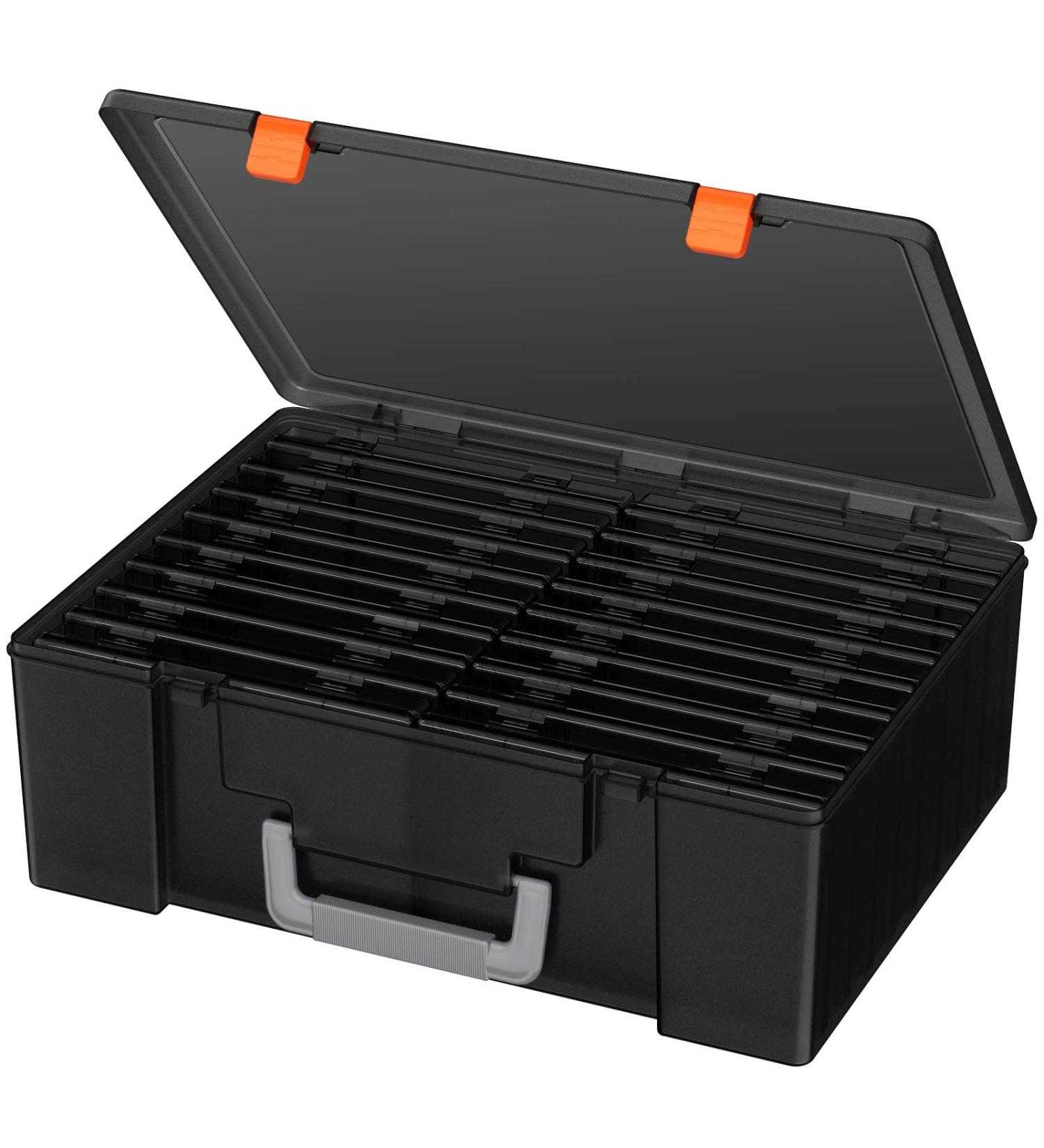 Zarler 4x6 Photo Storage Box | 18 Inner Seed Organizer Cases | Handle & Sticker Labels | Black - Buy Online on SooperMarket.com