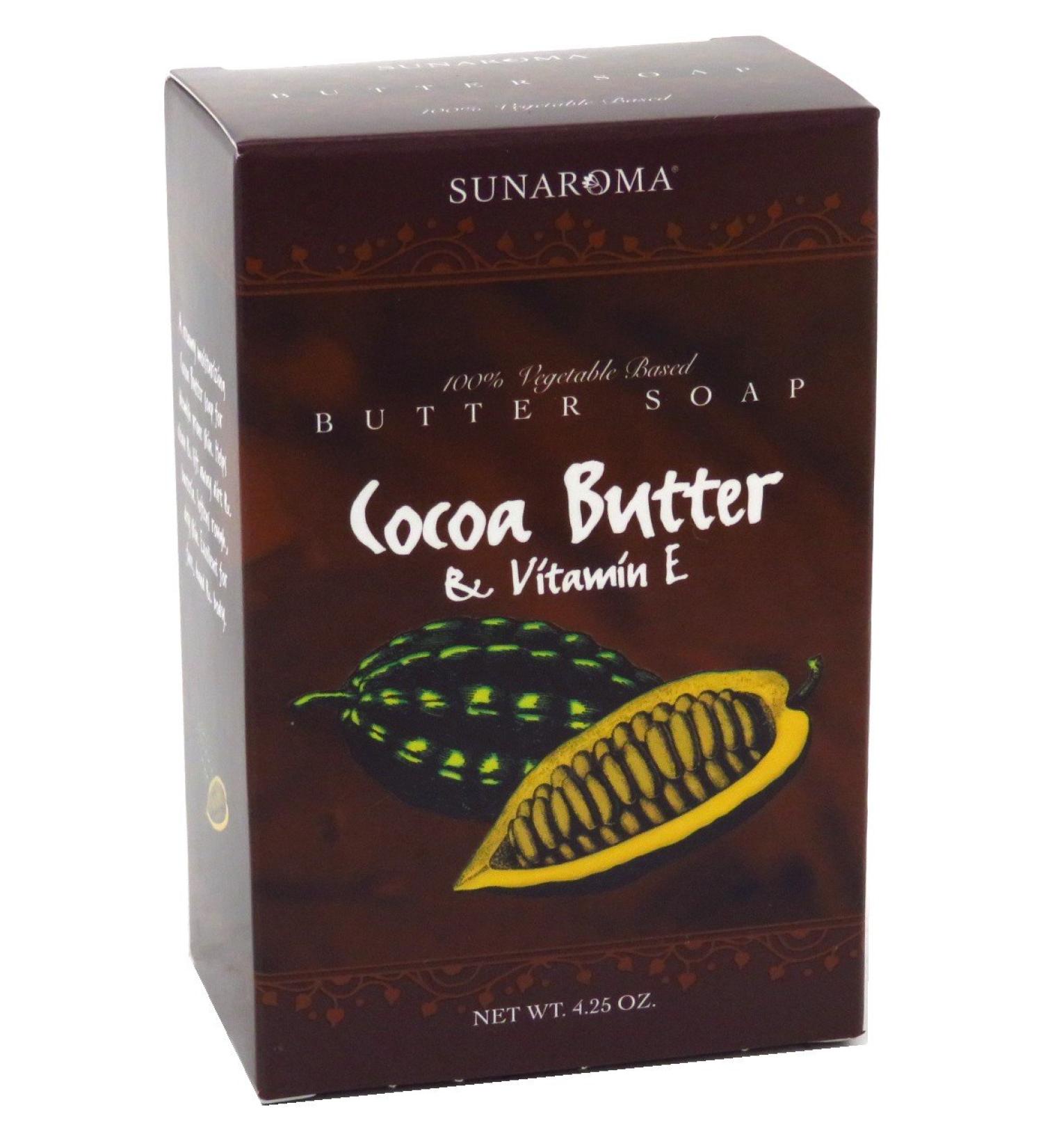 Sunaroma Soap Cocoa Butter & Vitamin-E Bar 4.25 Ounce Boxed (125ml)