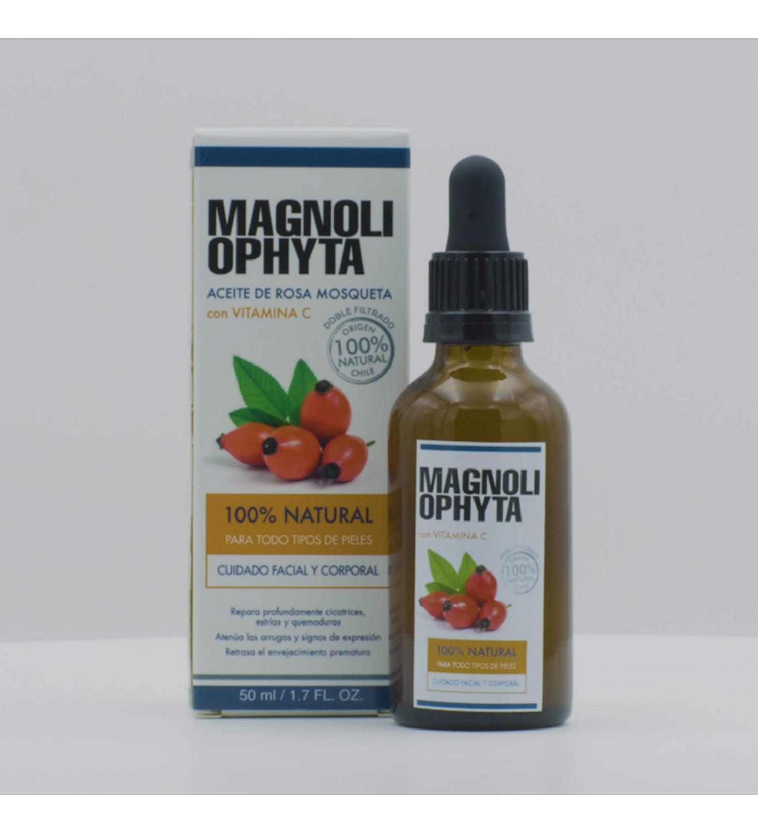 Magnoliophyta | Rose Hip Oil and Vitamin C | 50 ml | Face and Body | All Skin Types | Antioxidant and Regenerating Oil | Nourishes and Protects Skin | 100% Natural from Chile - Buy Online on SooperMarket.com