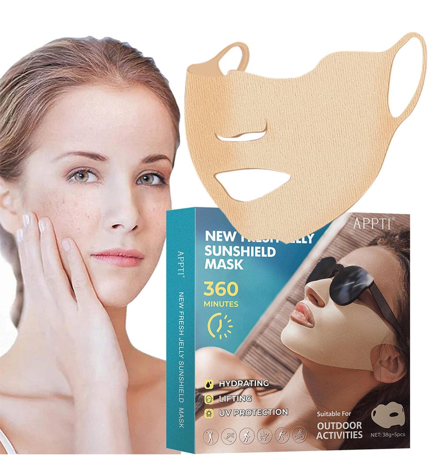 Facynde Sun Protection Paving - 5 UV Protection Golf Gel Patches with Ear Loops | Moisturizing Facial Covers for Cycling & Mountaineering - Buy Online on SooperMarket.com