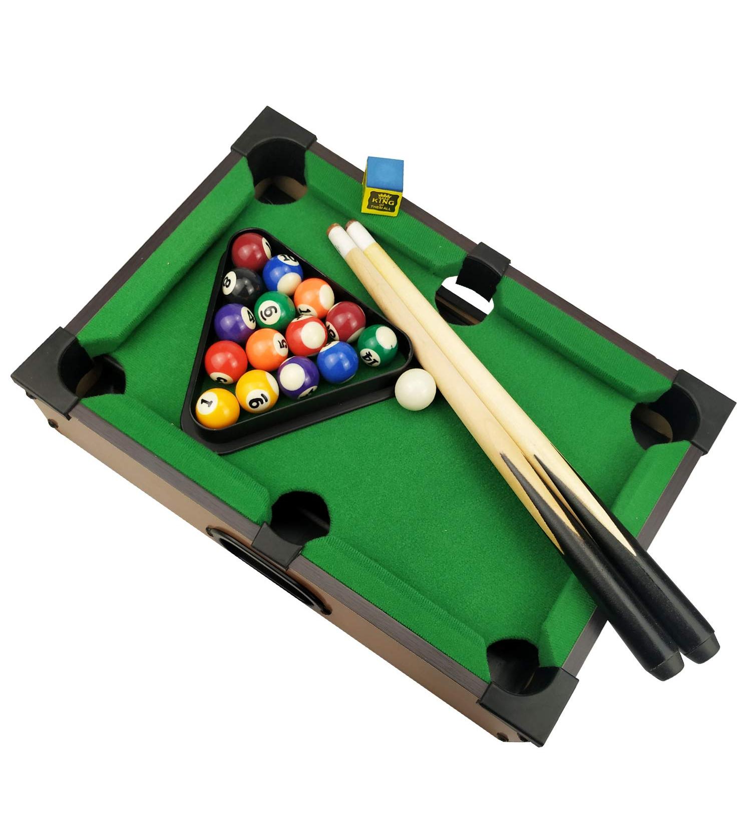 Benfu Mini Table Billiards Game Set - Includes Pool Table, 15 Colorful Balls, Cue Ball, Sticks, Chalk & Triangle - Perfect for Home and Office Desktop Fun - Buy Online on SooperMarket.com