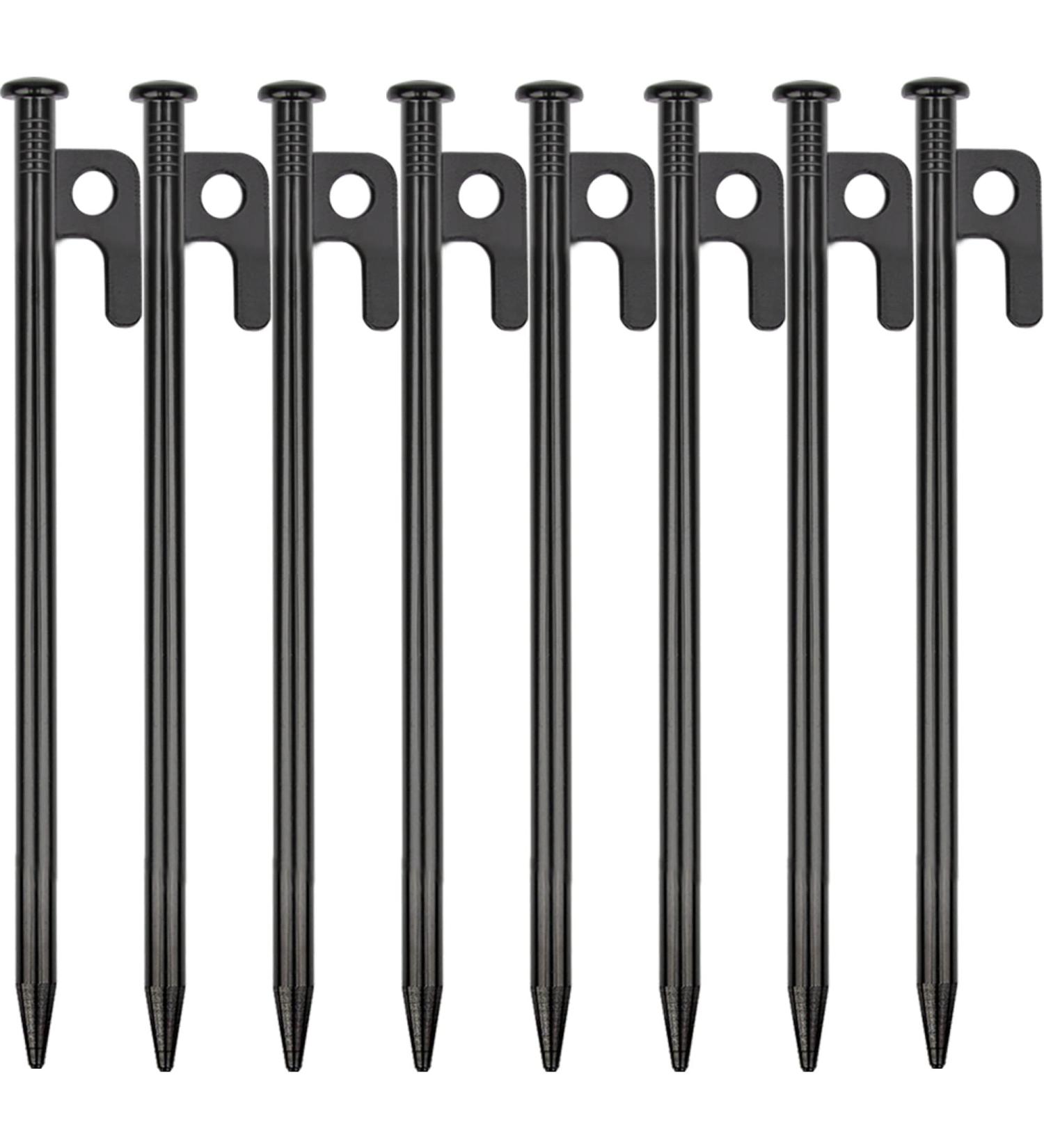 8 Pack Heavy Duty 8 Inch Steel Tent Stakes - Unbreakable Metal Pegs for Camping - Buy Online on SooperMarket.com