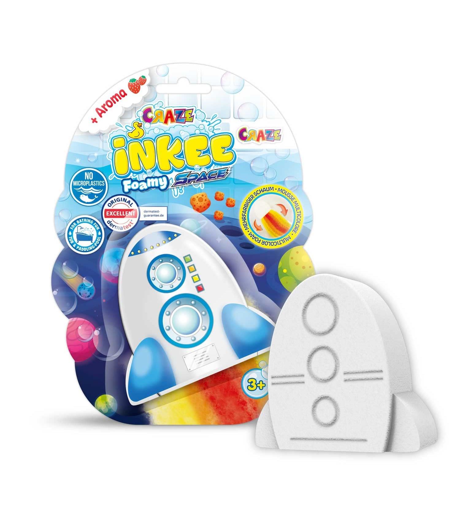 Inkee Foamy Space Bath Bomb for Kids | Strawberry Fragrance Rocket-Shaped Foaming Bath Ball | Multi-Colored Fun for Bath Time - Buy Online on SooperMarket.com