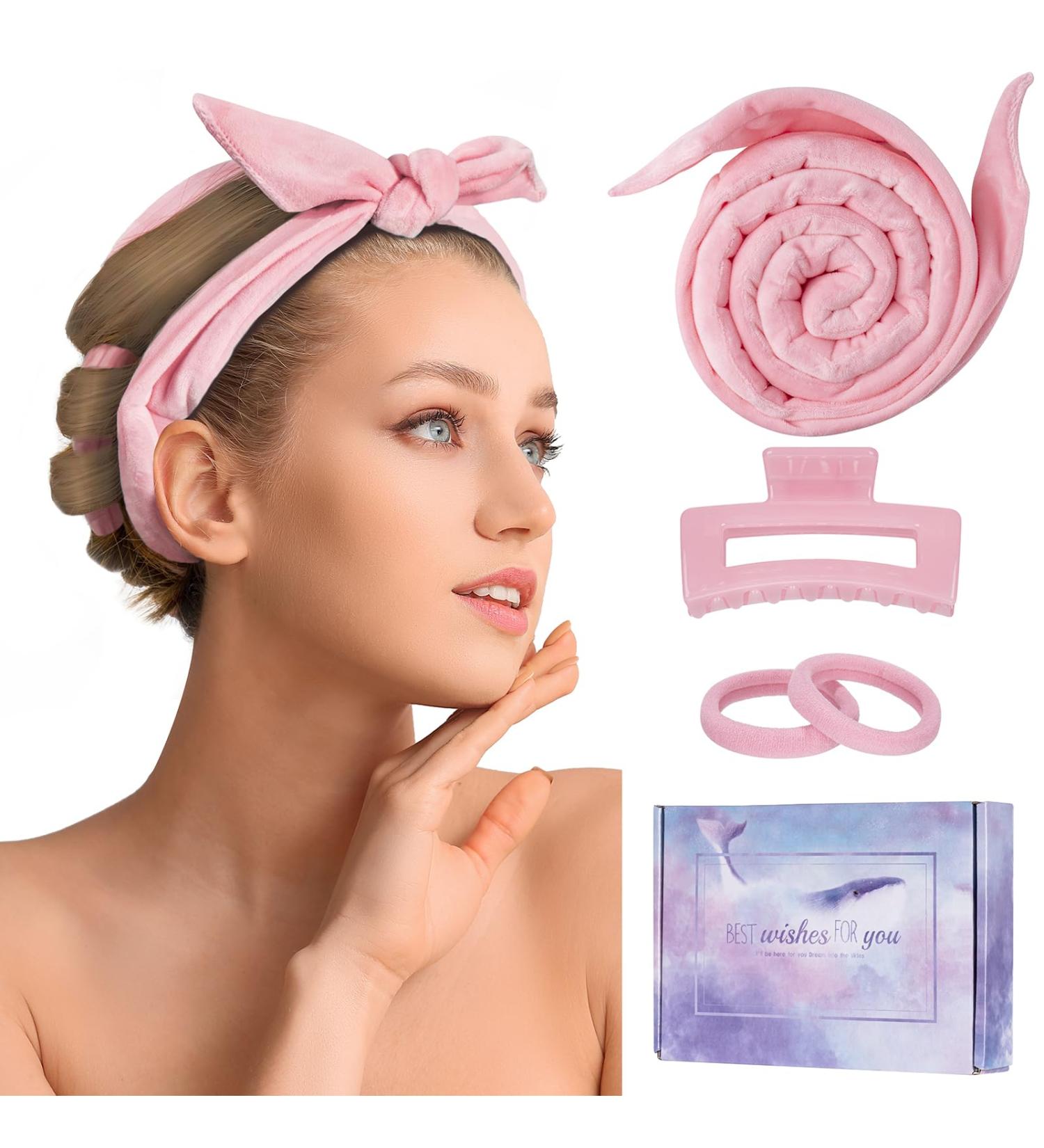 CORATED Heatless Curling Rod Headband - 60 Extra Long Soft Hair Curlers for Overnight Curls - No Heat Styling for Short & Long Hair - Pink - Buy Online on SooperMarket.com