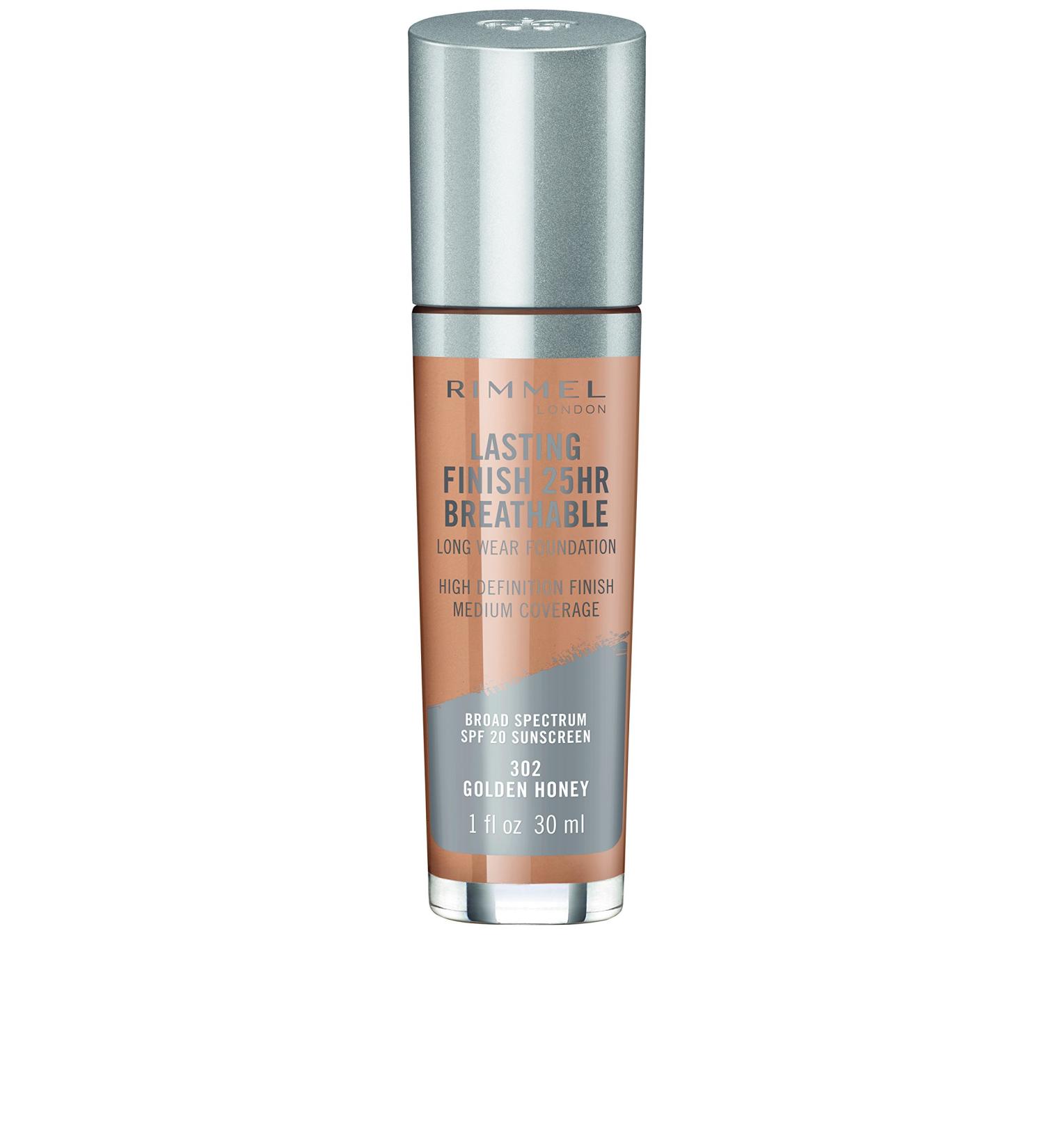 Rimmel London Lasting Finish 25HR Foundation 302 Golden Honey - Breathable Long Wear 1 fl oz - Buy Online on SooperMarket.com