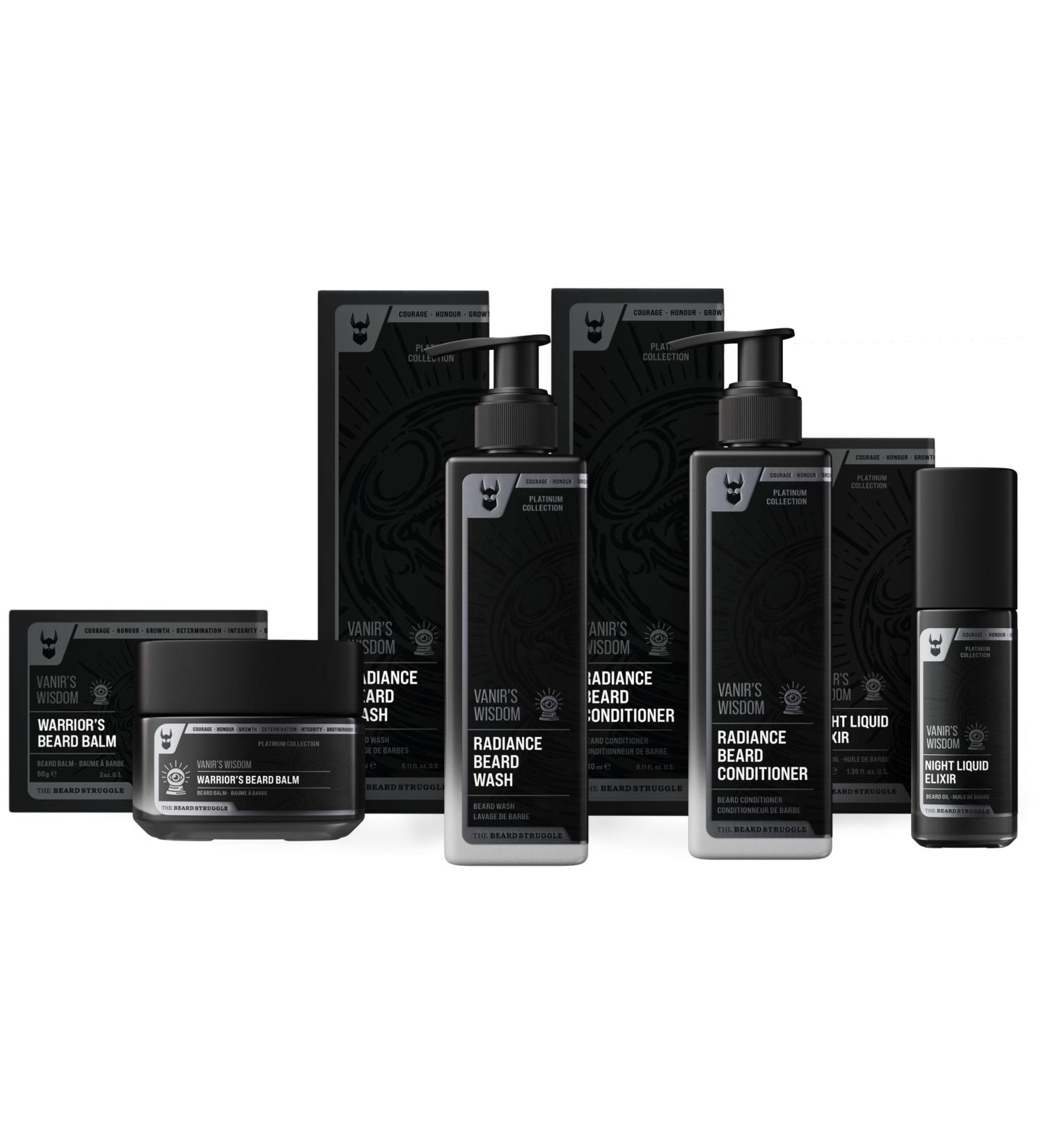 Men's Beard Care Kit - Beard Balm Oil Wash & Conditioner | The Beard Struggle Platinum Collection - Vanir's Wisdom - Buy Online on SooperMarket.com