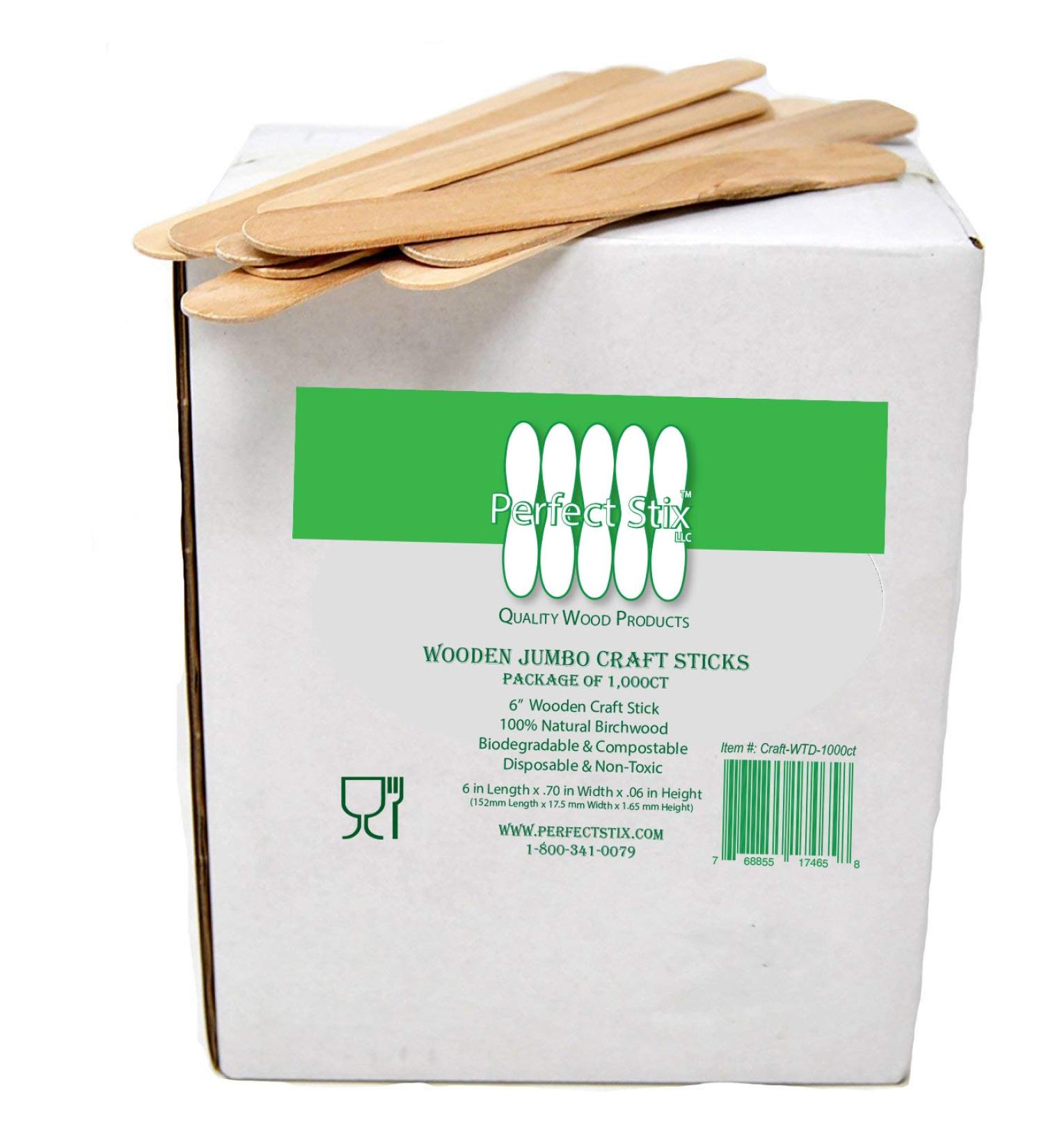 1000ct Jumbo Craft Sticks - 6 Length - 0.6 Width - Perfect Stix Craft WTD-1000 - Pack of 1000 - Buy Online on SooperMarket.com