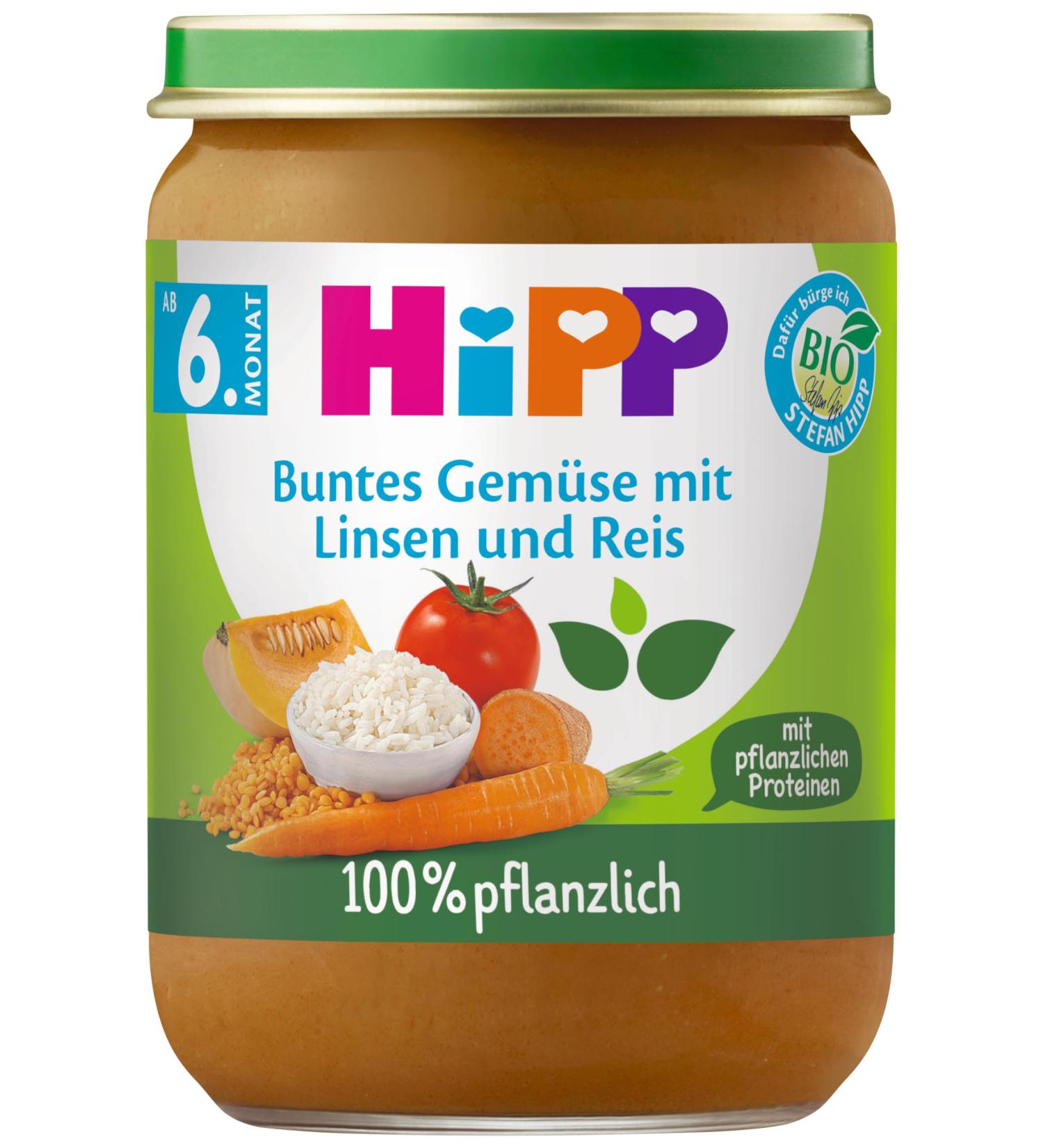 HiPP Organic Colorful Vegetables with Lentils and Rice 190g Pack of 6 (6x190g)