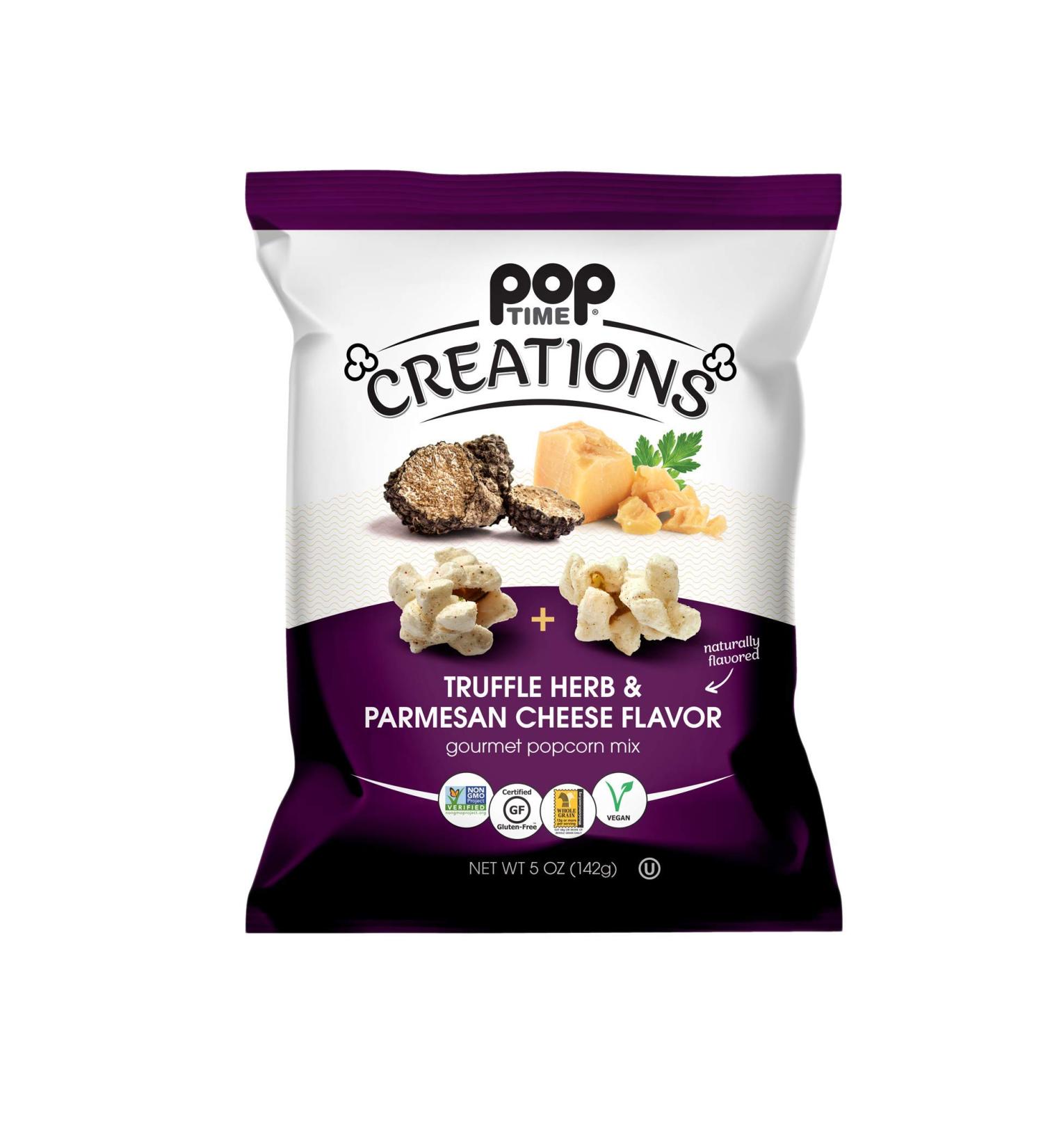 Poptime Creations Truffle Herb & Parmesan Popcorn - 5oz Bags (6 Pack) | Vegan, Kosher, Non-GMO, Gluten Free - Buy Online on SooperMarket.com